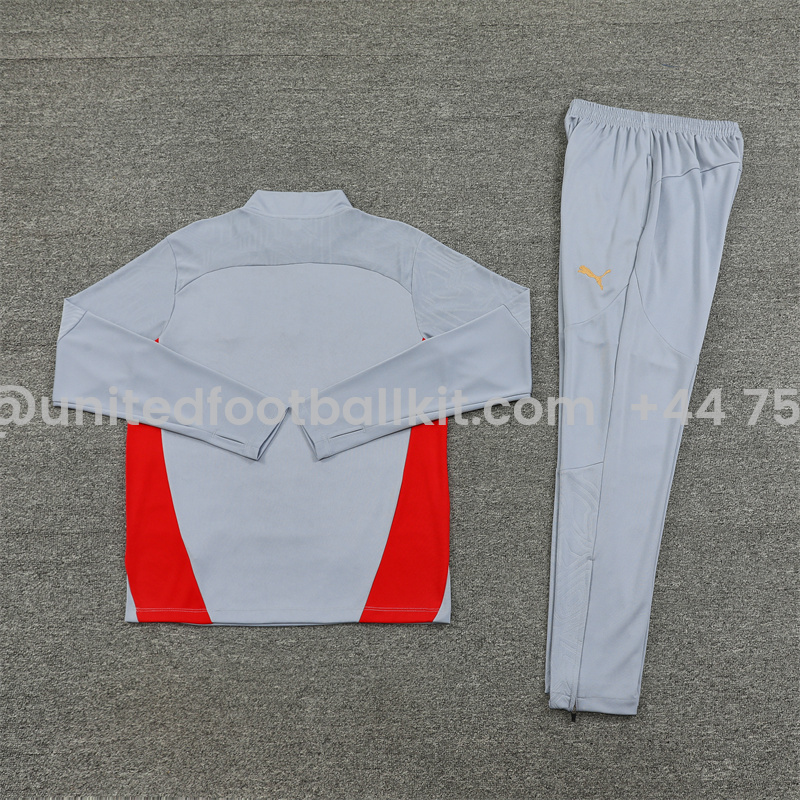 Unitedfootballkit.com | AC Milan 24-25 Long Sleeve Training Set - Grey -Customize Name, Number and Patch | Worldwide Shipping
