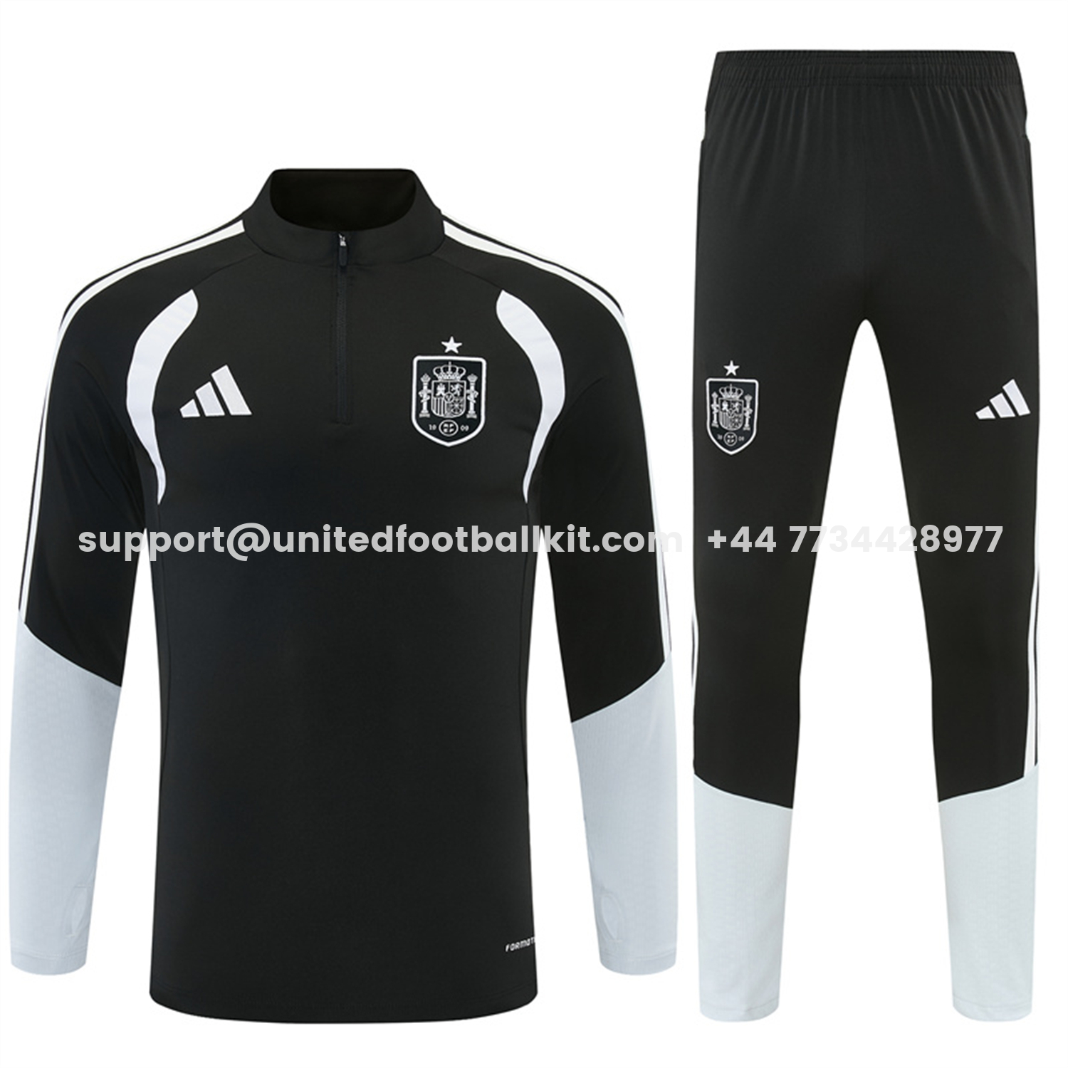 Unitedfootballkit.com | Spain 2026 Long Sleeve Training Set - Black Top & Black Pants -Customize Name, Number and Patch | Worldwide Shipping