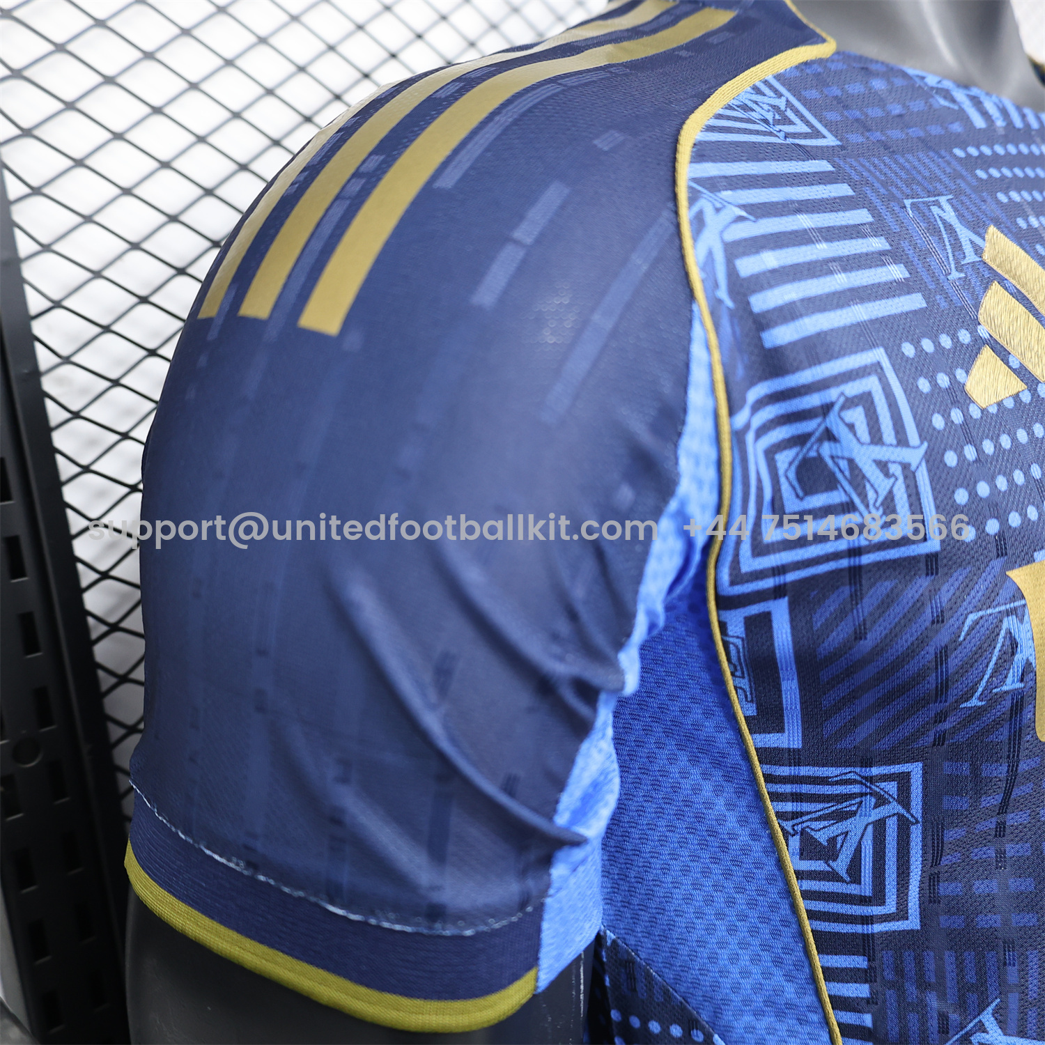 Unitedfootballkit.com | Real Madrid 25-26 Blue Gold Special Edition Jersey - Player Version -Customize Name, Number and Patch | Worldwide Shipping