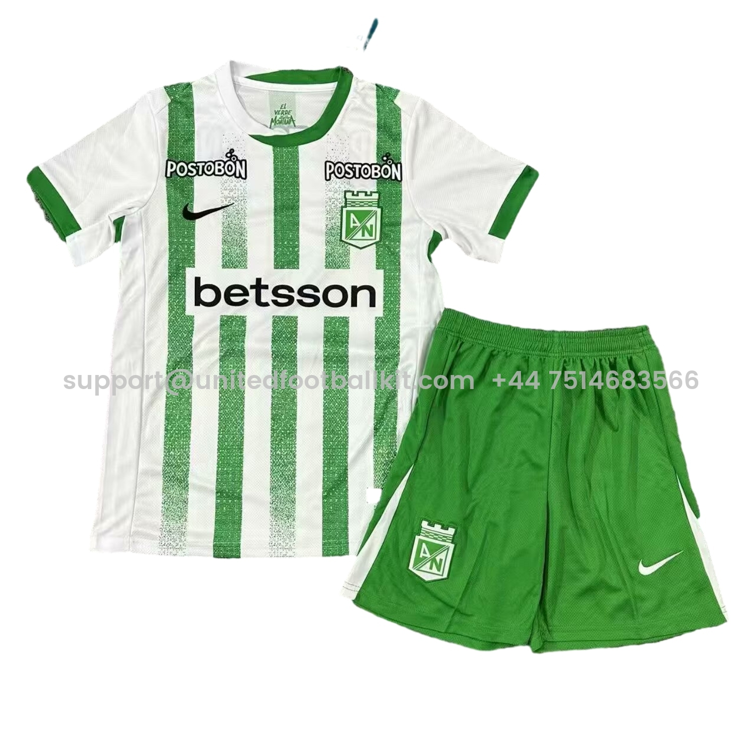 Unitedfootballkit.com | Atlético Nacional 25-26 Home Men's Adult Jersey Set - Fans Version -Customize Name, Number and Patch | Worldwide Shipping