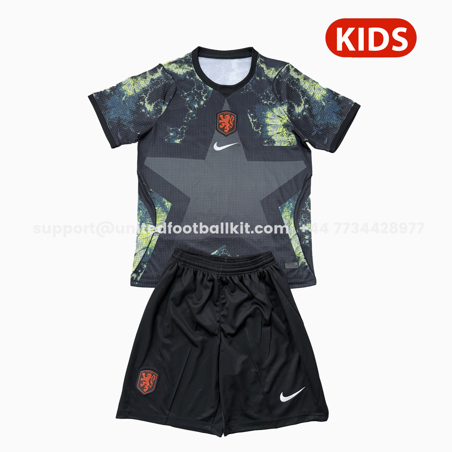 Unitedfootballkit.com | Netherlands 2026 Black Goalkeeper Kids Kit -Customize Name, Number and Patch | Worldwide Shipping