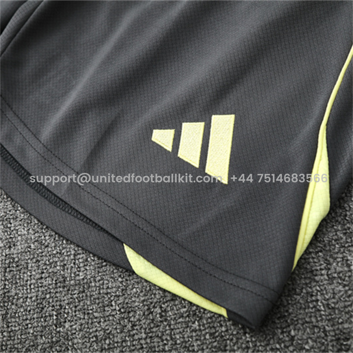 Unitedfootballkit.com | Real Madrid 25-26 Short-Sleeve Training Set - Deep Grey Top and Shorts -Customize Name, Number and Patch | Worldwide Shipping