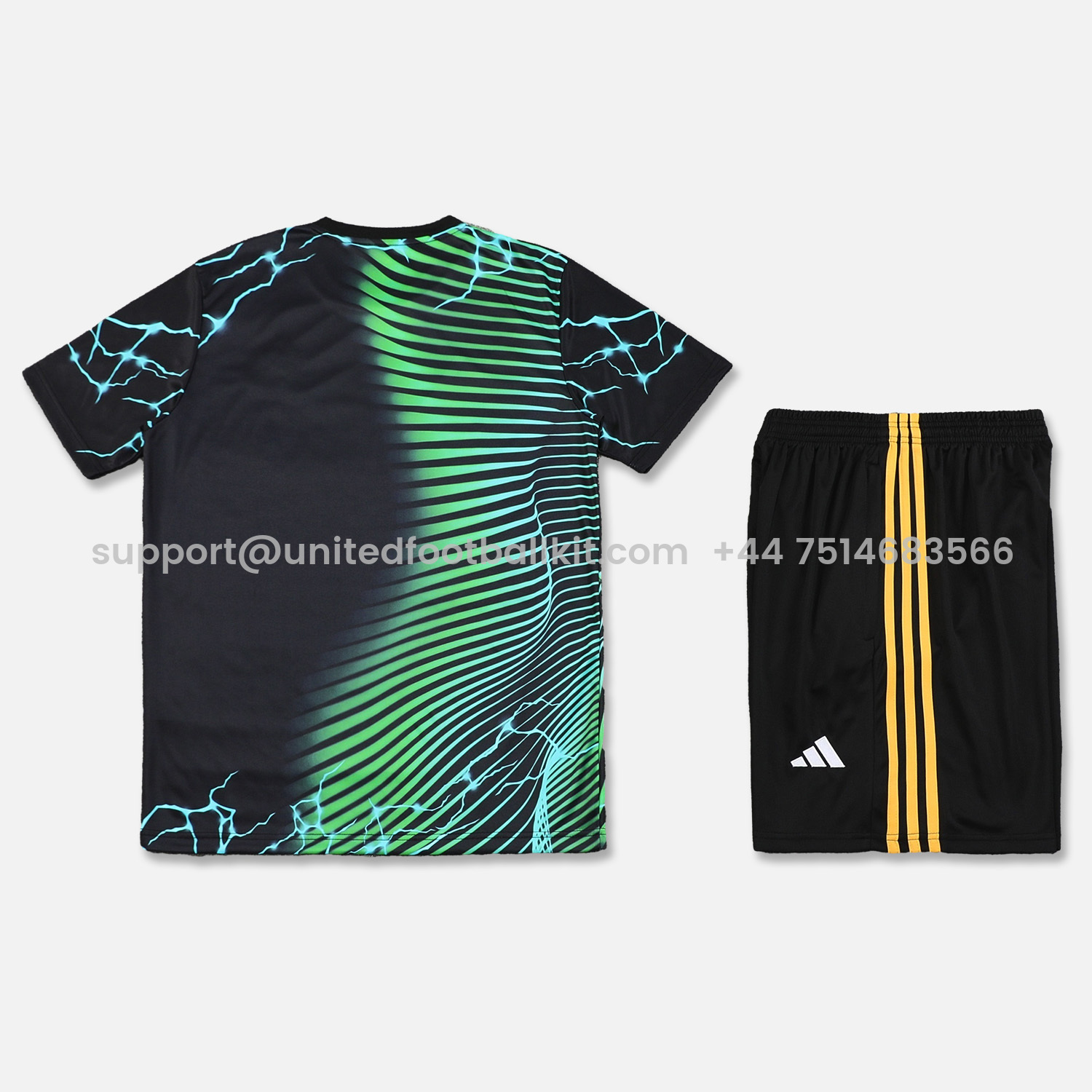 Unitedfootballkit.com | Real Madrid 24-25 Short-Sleeve Training Set - Green Leopard Top & Black Shorts -Customize Name, Number and Patch | Worldwide Shipping