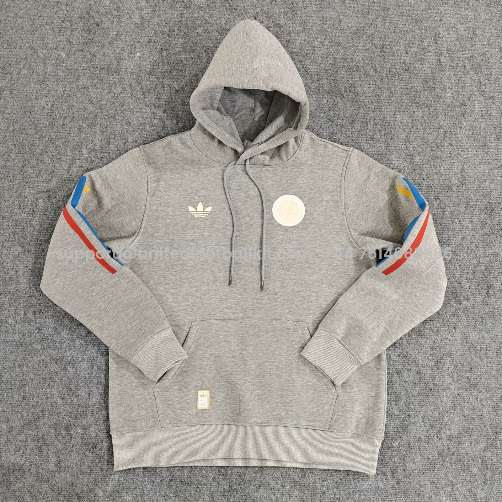 Unitedfootballkit.com | Colombia 2024 100th Anniversary Hooded - Gray -Customize Name, Number and Patch | Worldwide Shipping