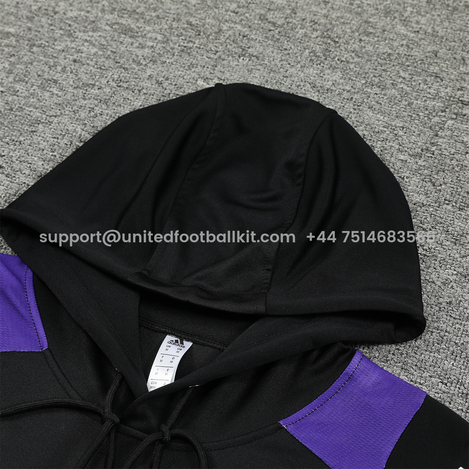 Unitedfootballkit.com | Real Madrid 24-25 Training Hoodie Set - Black Hoodie and Black Pants -Customize Name, Number and Patch | Worldwide Shipping