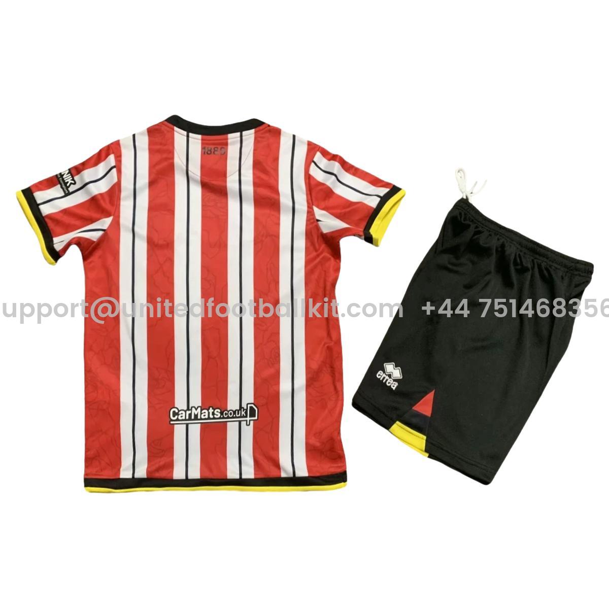 Unitedfootballkit.com | Sheffield United 24-25 Home Kids Kit -Customize Name, Number and Patch | Worldwide Shipping
