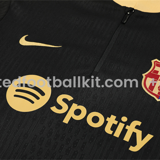 Unitedfootballkit.com | Barcelona 24-25 Kids Long Sleeve Training Set - Player Version - Black Gold -Customize Name, Number and Patch | Worldwide Shipping
