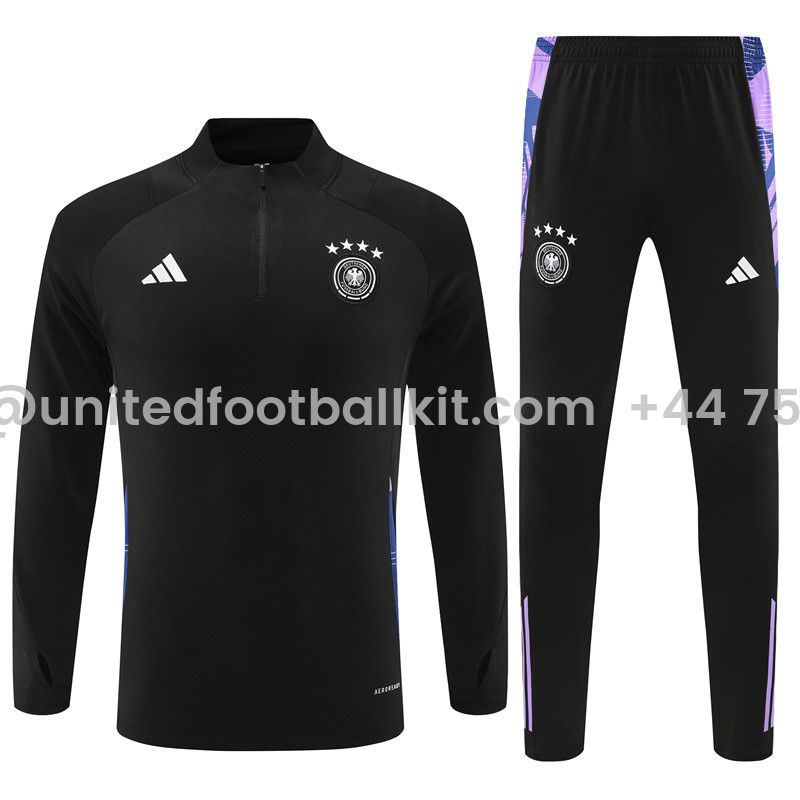 Unitedfootballkit.com | Germany 2024 Long Sleeve Training Set - Black -Customize Name, Number and Patch | Worldwide Shipping