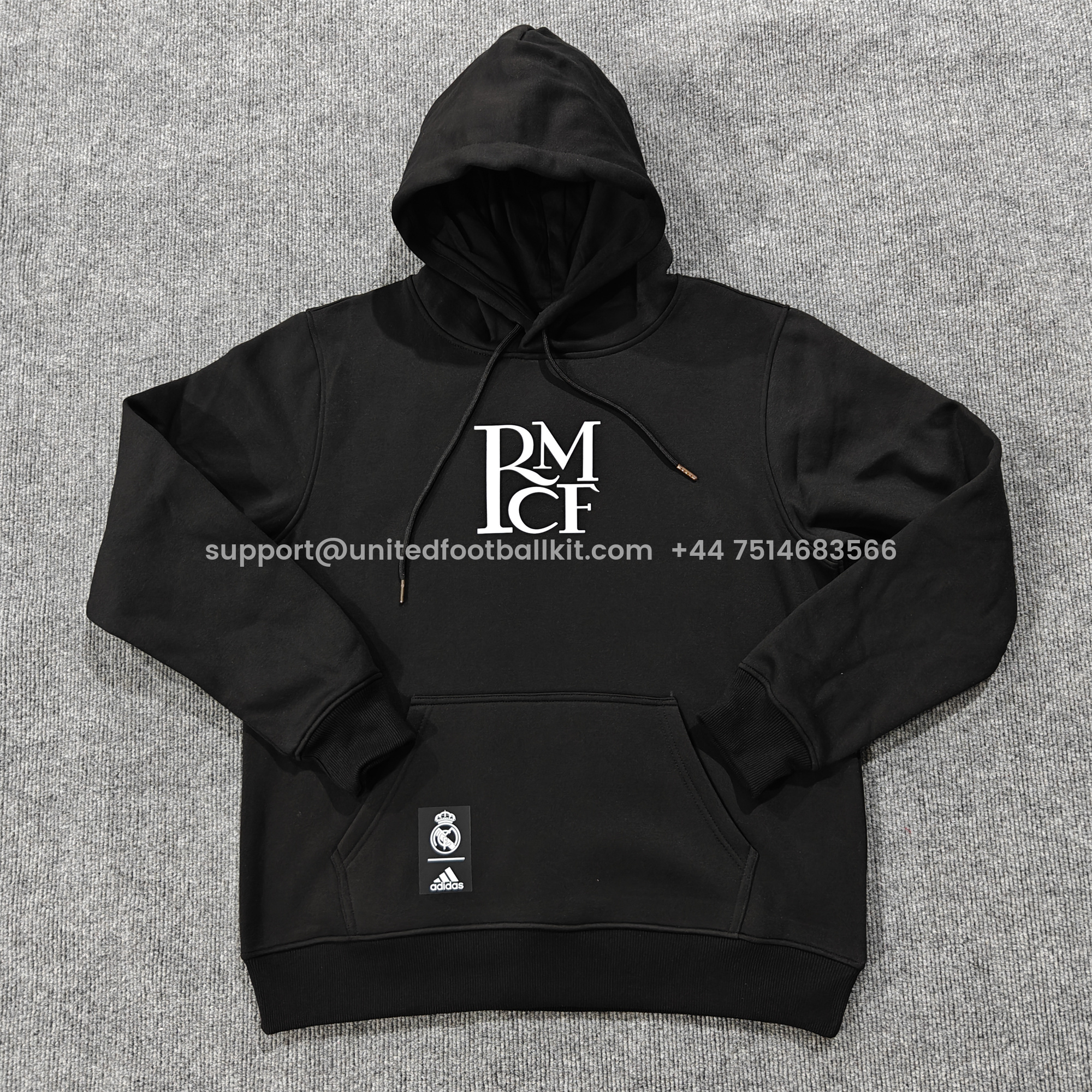 Unitedfootballkit.com | Real Madrid 24-25 RMCF Concept Hoodie - Black -Customize Name, Number and Patch | Worldwide Shipping