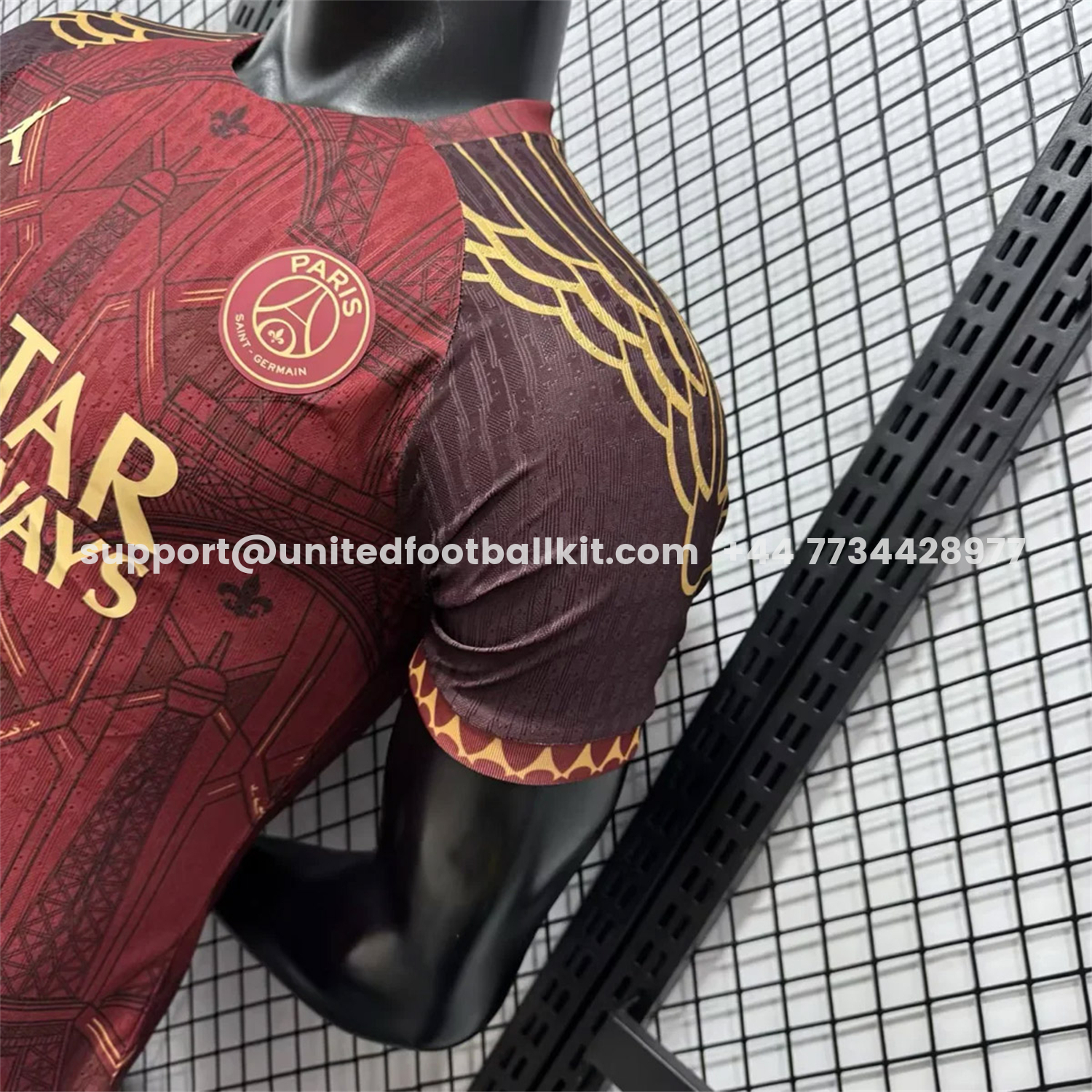 Unitedfootballkit.com | Paris Saint-Germain PSG 25-26 Red Eiffel Tower Concept Special Jersey - Player Version -Customize Name, Number and Patch | Worldwide Shipping