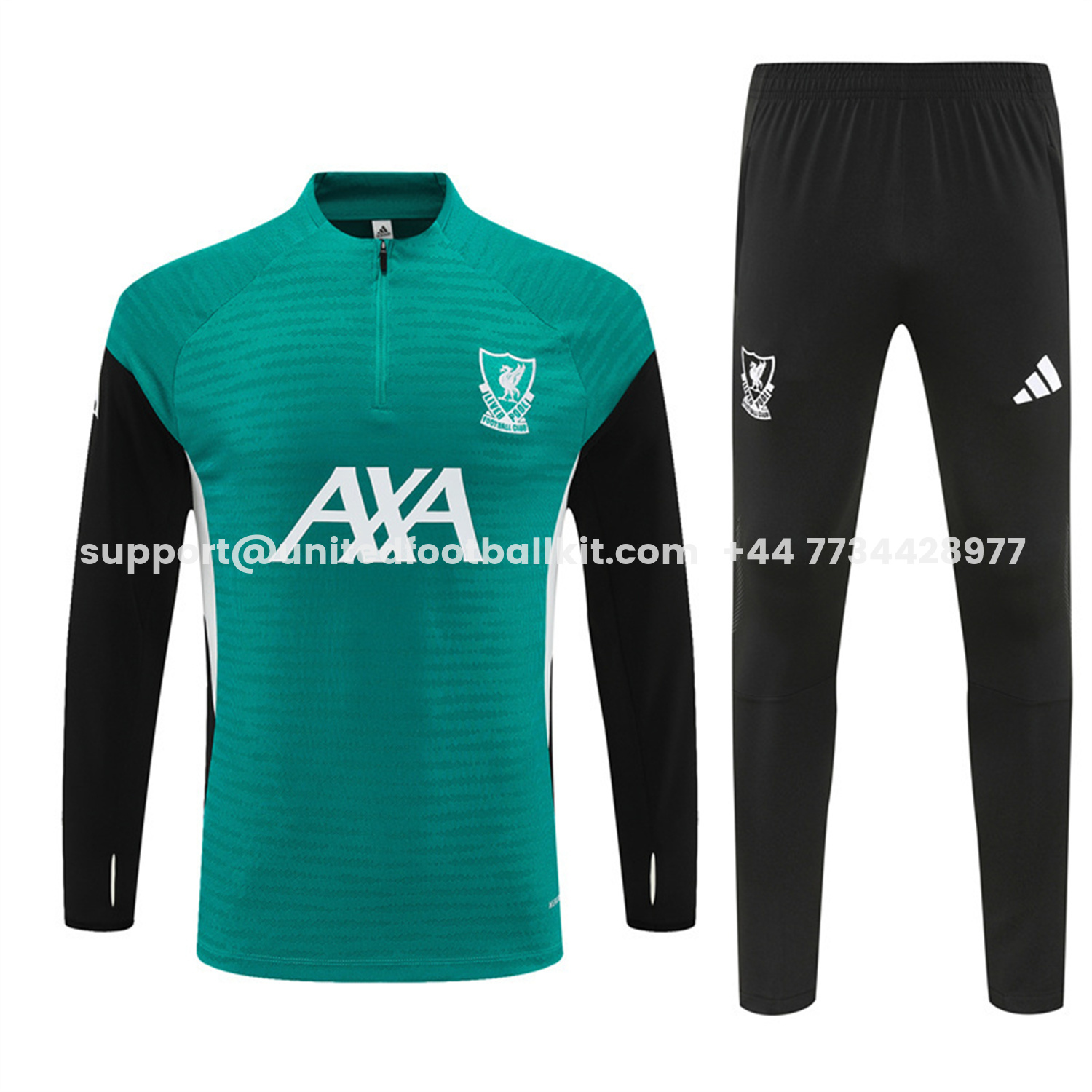 Unitedfootballkit.com | Liver.pool 25-26 Kids Long Sleeve Training Set - Player Version - Green Top and Black Pants -Customize Name, Number and Patch | Worldwide Shipping