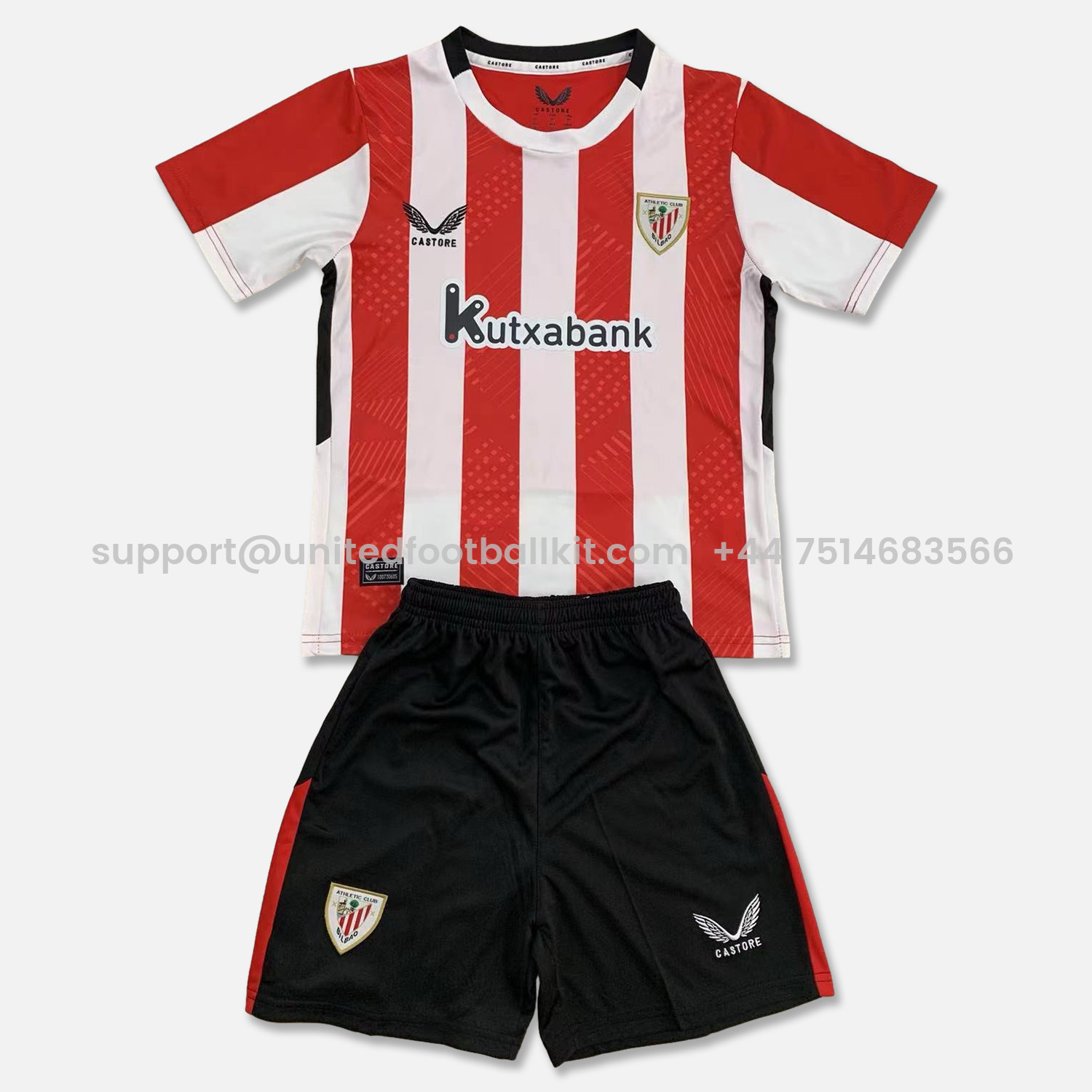 Unitedfootballkit.com | Athletic Bilbao 24-25 Home Stadium Kids Kit -Customize Name, Number and Patch | Worldwide Shipping