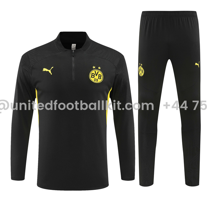 Unitedfootballkit.com | Dortmund 24-25 Long Sleeve Training Set - Black -Customize Name, Number and Patch | Worldwide Shipping