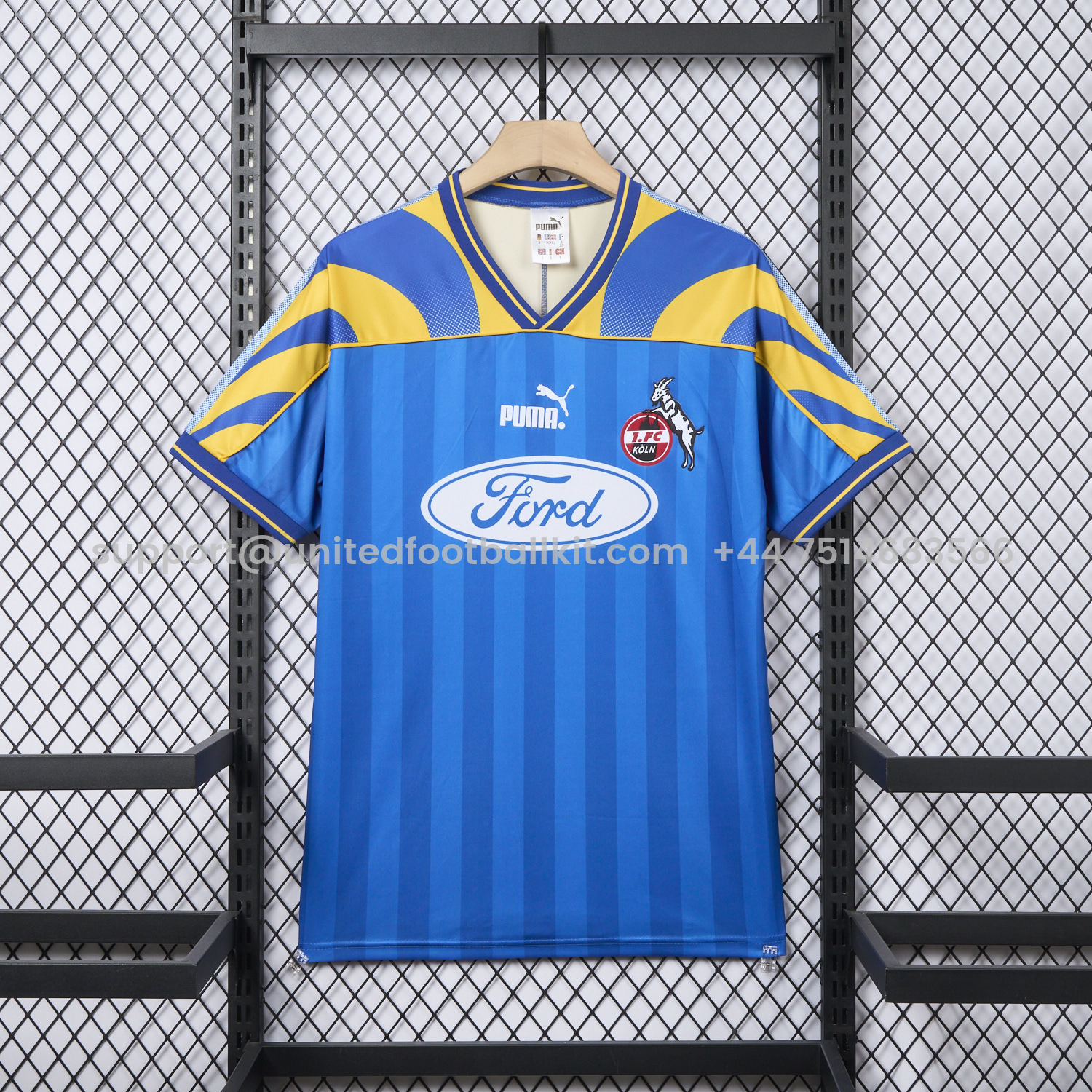 Unitedfootballkit.com | Retro 1. FC Köln 1995-96 Away Blue Jersey -Customize Name, Number and Patch | Worldwide Shipping