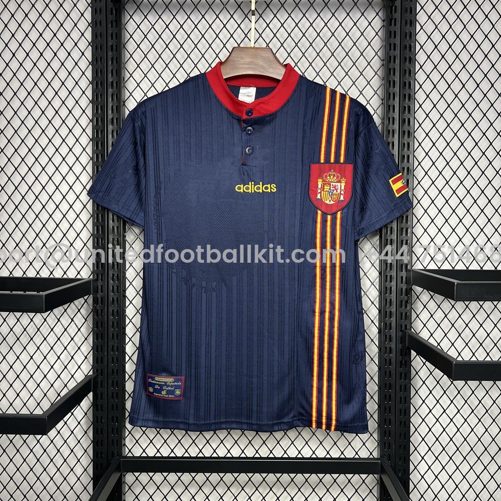 Unitedfootballkit.com | Retro Spain 1996 Away Jersey -Customize Name, Number and Patch | Worldwide Shipping