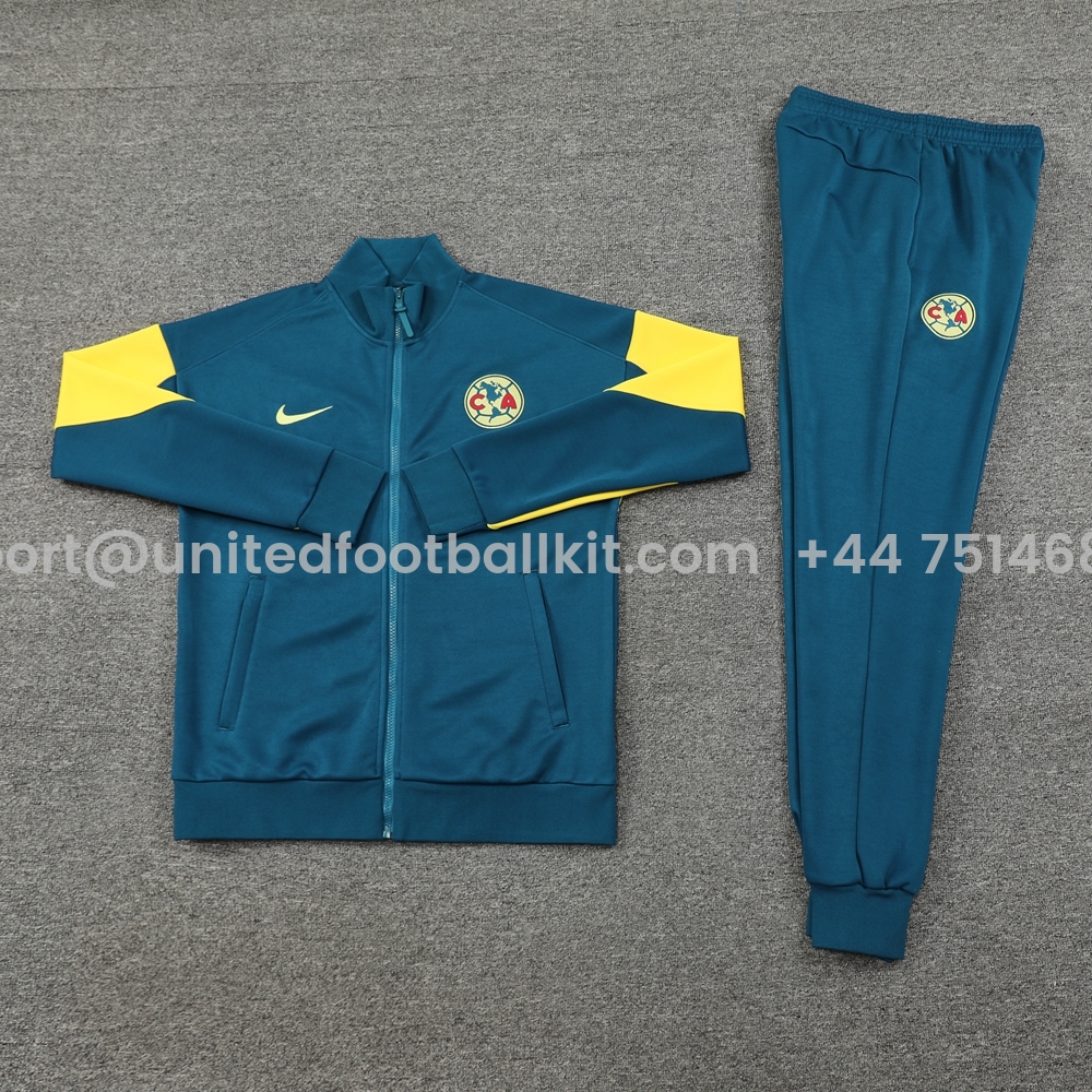 Unitedfootballkit.com | Club América 24-25 Jacket Training Tracksuit - Lake Green -Customize Name, Number and Patch | Worldwide Shipping