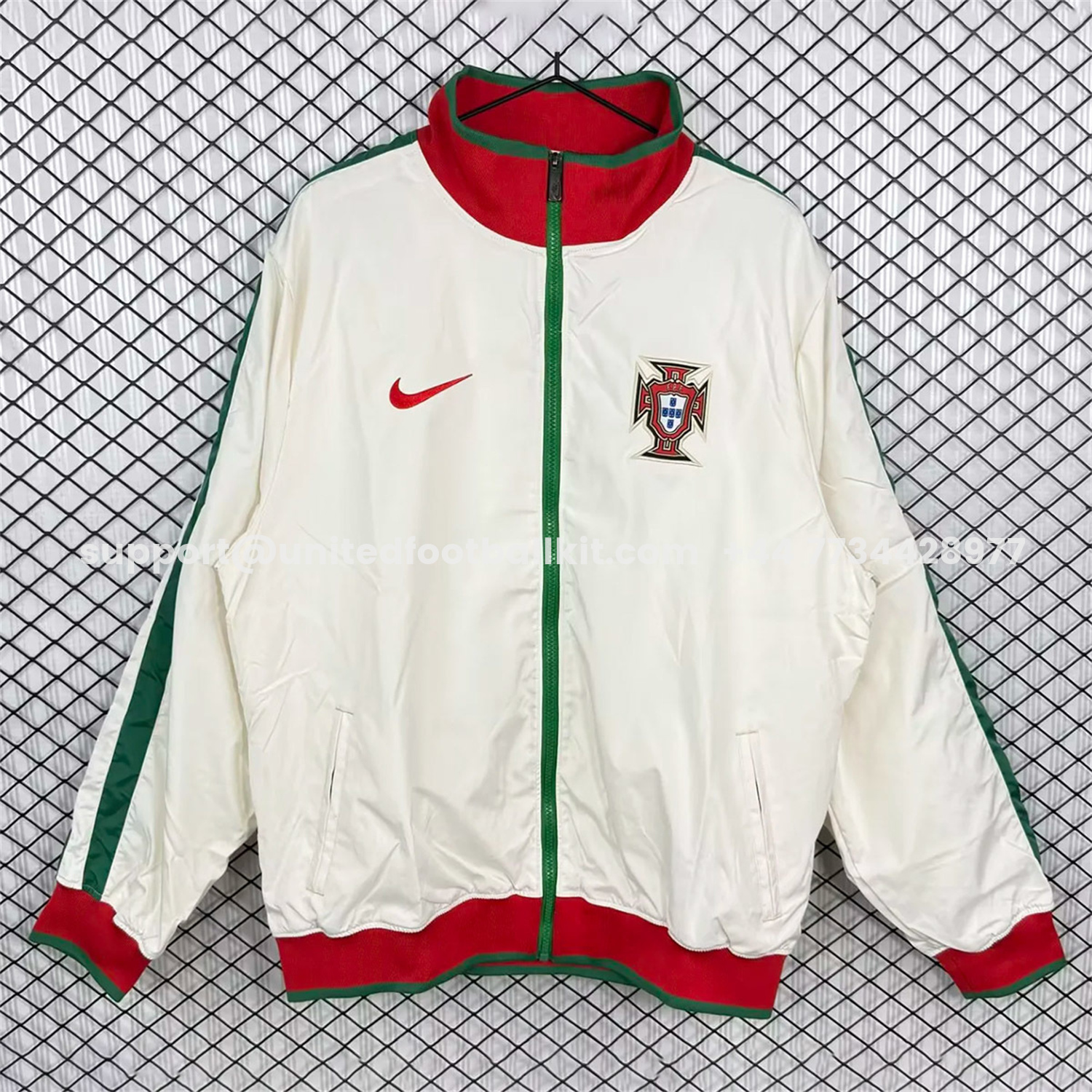 Unitedfootballkit.com | Retro Portugal 2010 White Windbreaker -Customize Name, Number and Patch | Worldwide Shipping