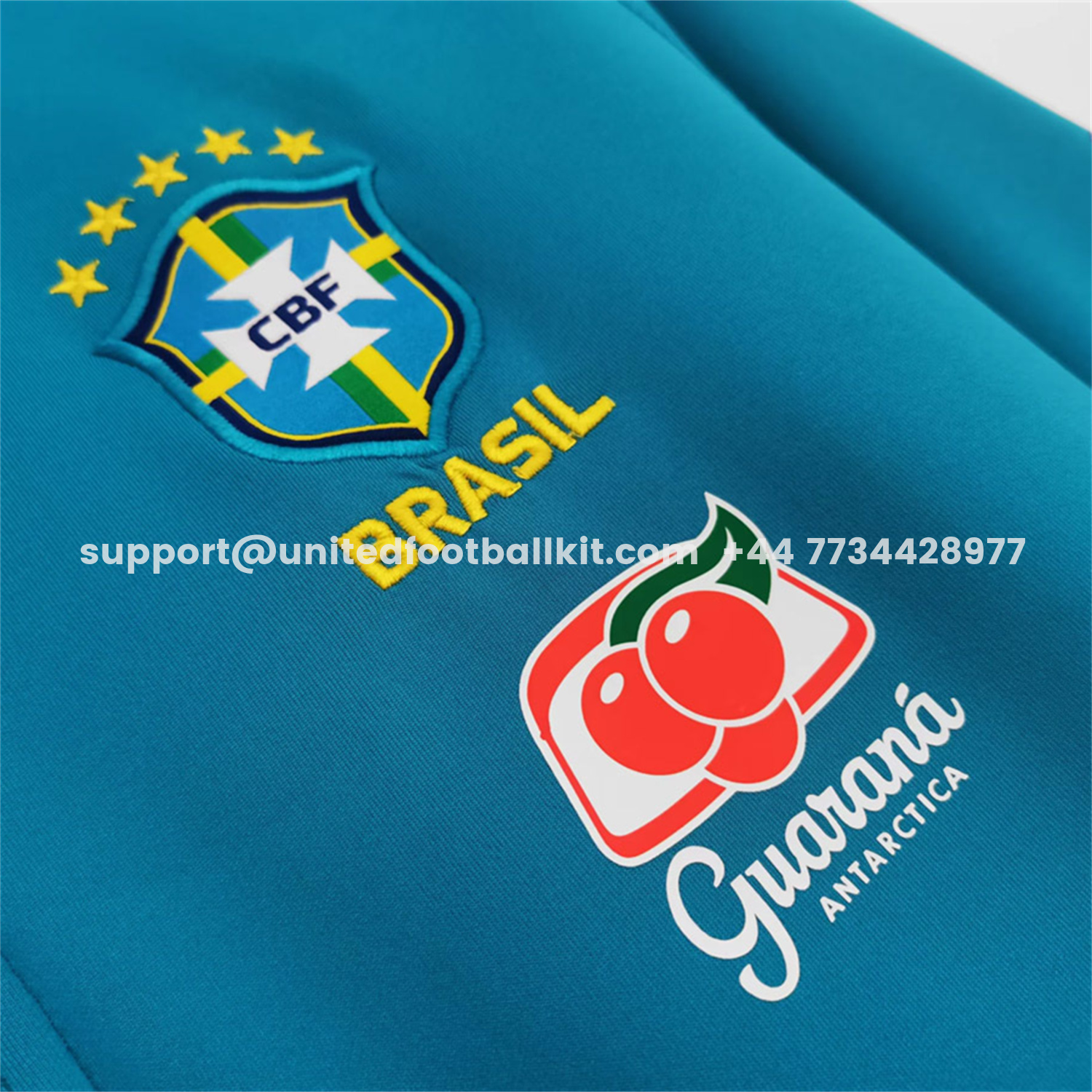 Unitedfootballkit.com | Retro Brazil 2022 Lake Blue Windbreaker -Customize Name, Number and Patch | Worldwide Shipping