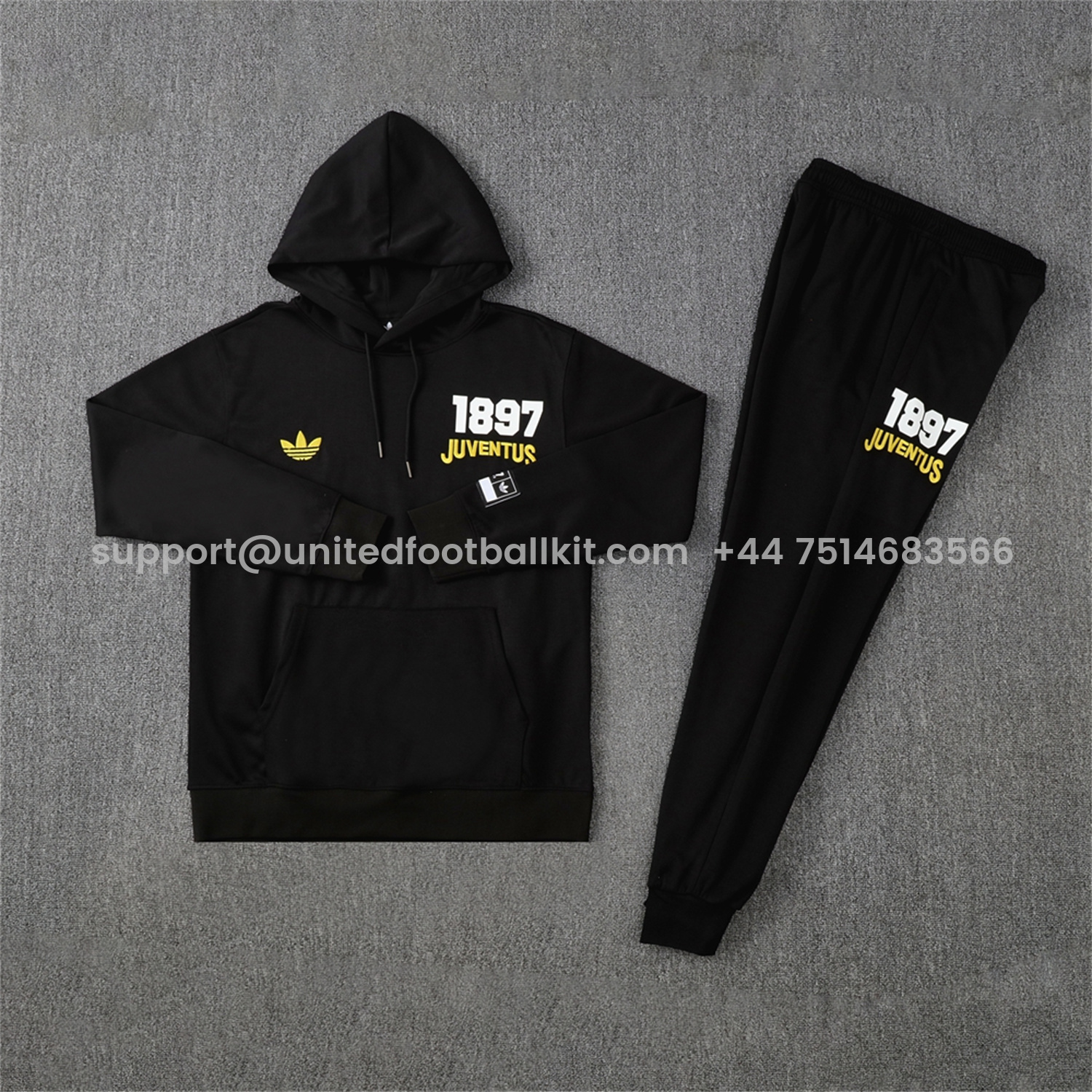 Unitedfootballkit.com | Juventus 25-26 Originals Varsity Hoodie Set - Black Hoodie and Pants -Customize Name, Number and Patch | Worldwide Shipping