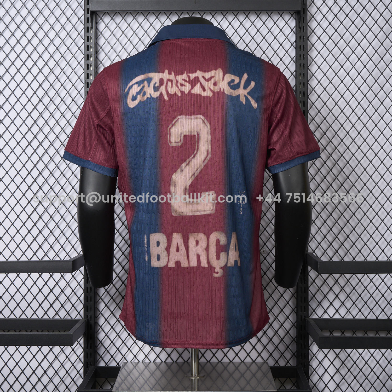 Unitedfootballkit.com | Barcelona x Travis Scott 2000-01 Home Retro Style Skeleton Jersey - Player Version -Customize Name, Number and Patch | Worldwide Shipping