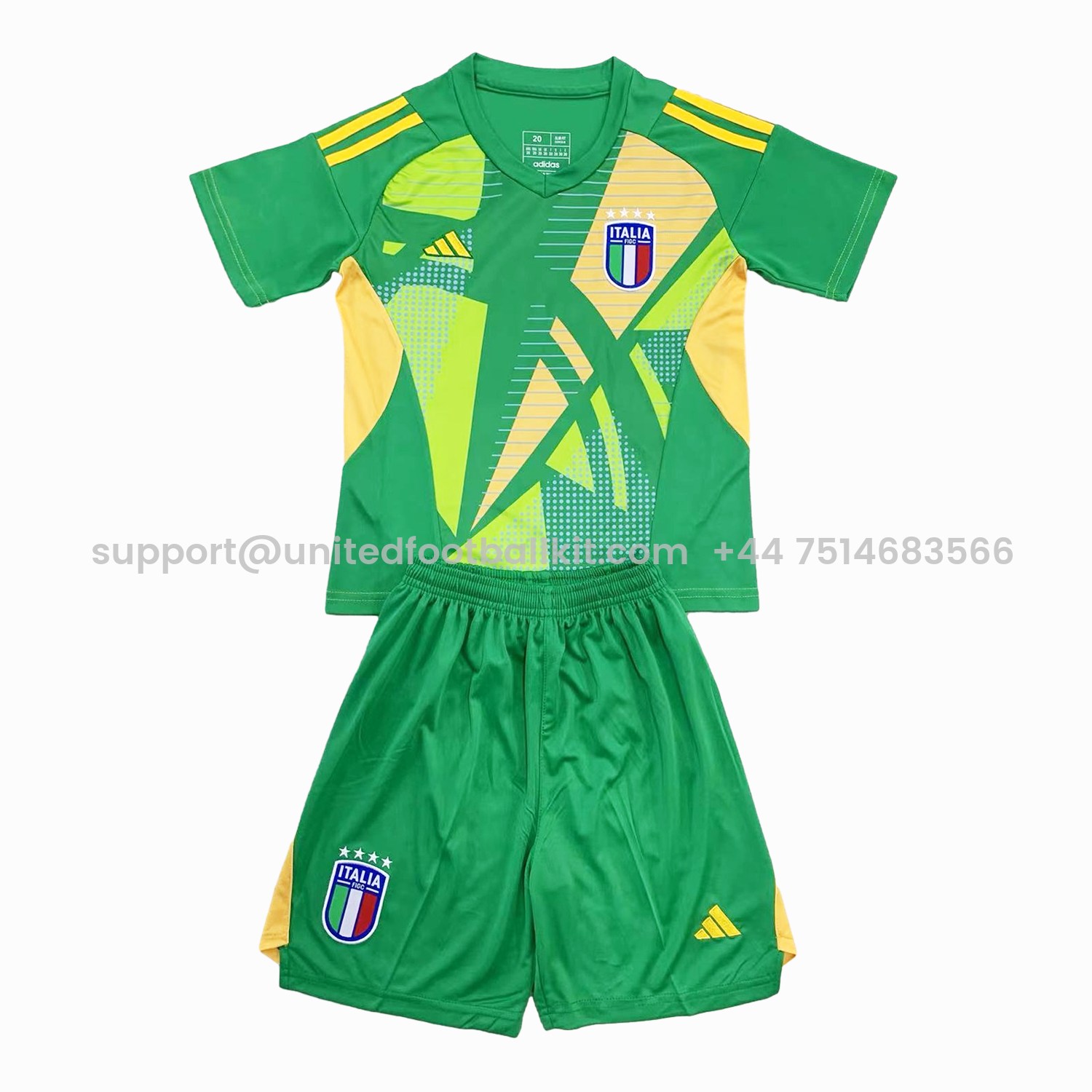 Unitedfootballkit.com | Italy 2024 Goalkeeper Kids Kit - Dark Green -Customize Name, Number and Patch | Worldwide Shipping