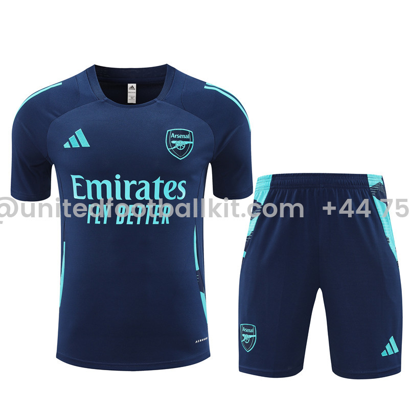 Unitedfootballkit.com | Arsenal 24-25 Short-Sleeve Training Set - Deep Blue -Customize Name, Number and Patch | Worldwide Shipping