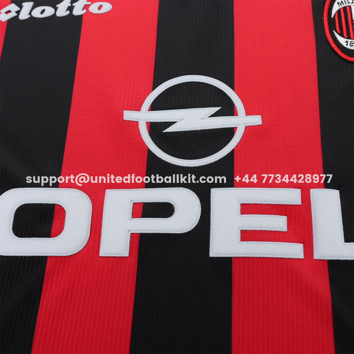 Unitedfootballkit.com | Retro AC Milan 1997-98 Home Kids Kit -Customize Name, Number and Patch | Worldwide Shipping