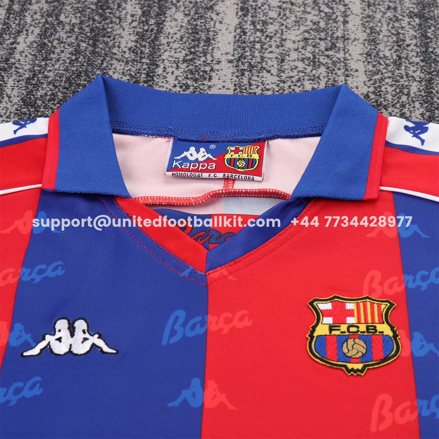 Unitedfootballkit.com | Retro Barcelona 1992-95 Home Kids Kit -Customize Name, Number and Patch | Worldwide Shipping