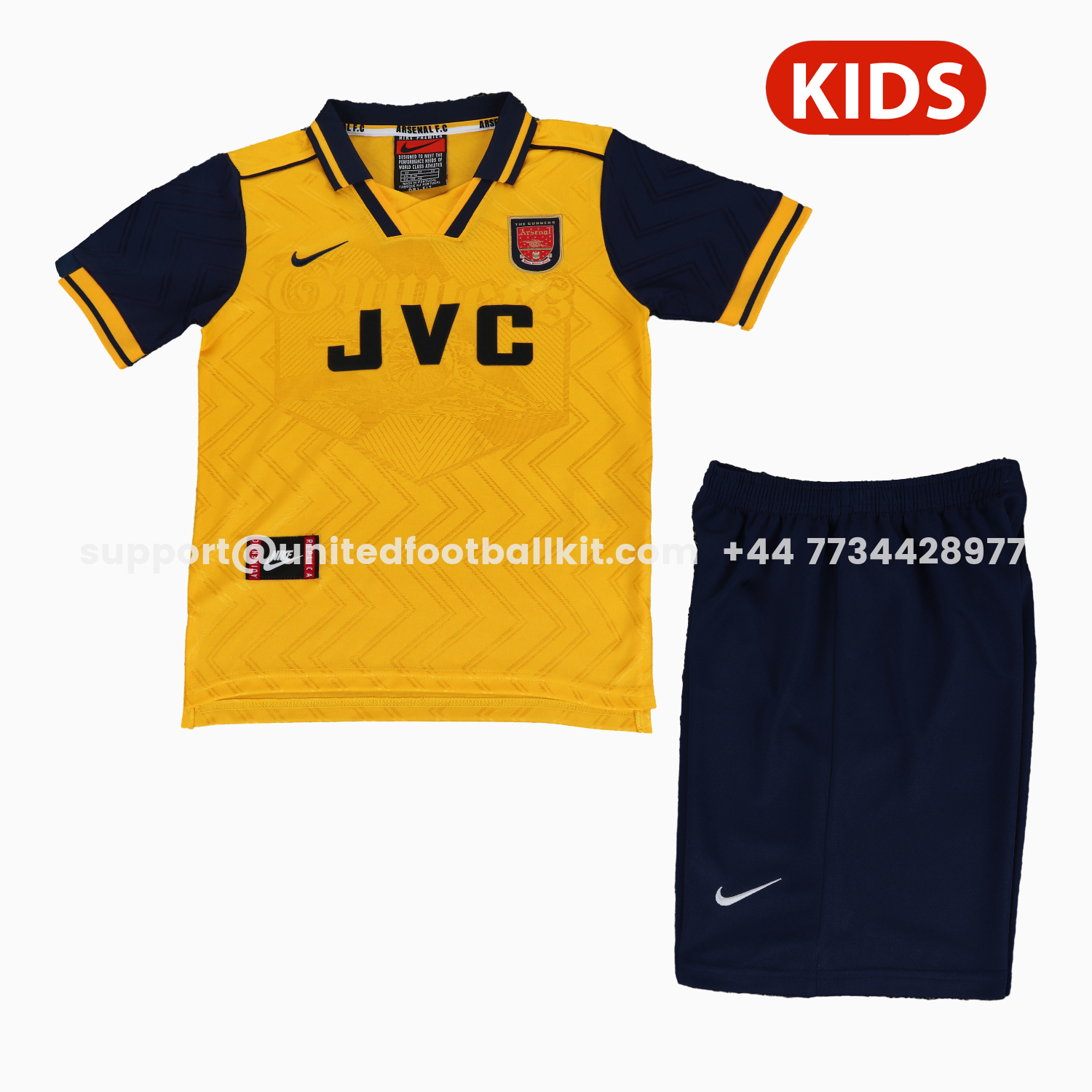 Unitedfootballkit.com | Retro Arsenal 1996-97 Away Kids Kit -Customize Name, Number and Patch | Worldwide Shipping