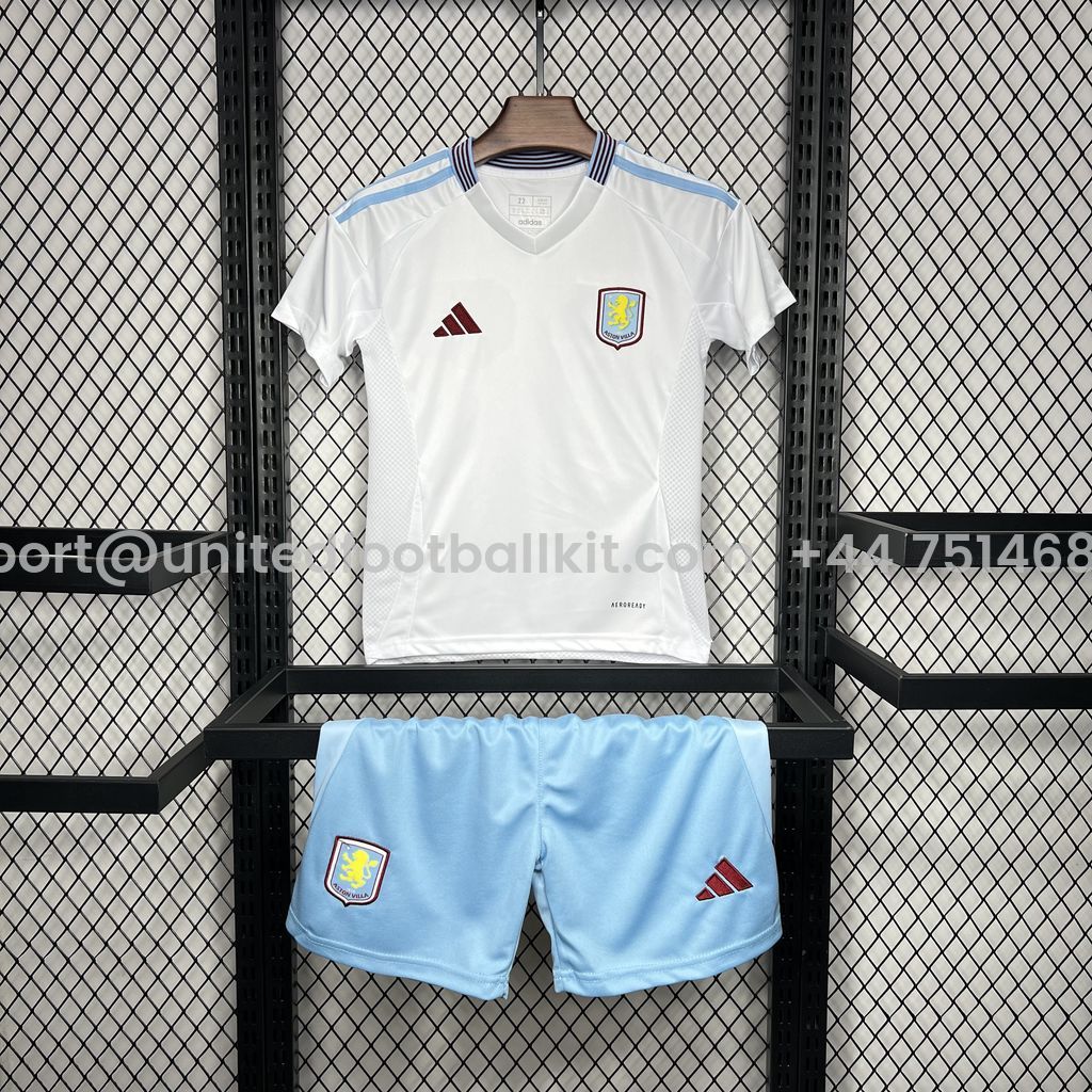 Unitedfootballkit.com | Aston Villa 24-25 Away Kids Kit -Customize Name, Number and Patch | Worldwide Shipping