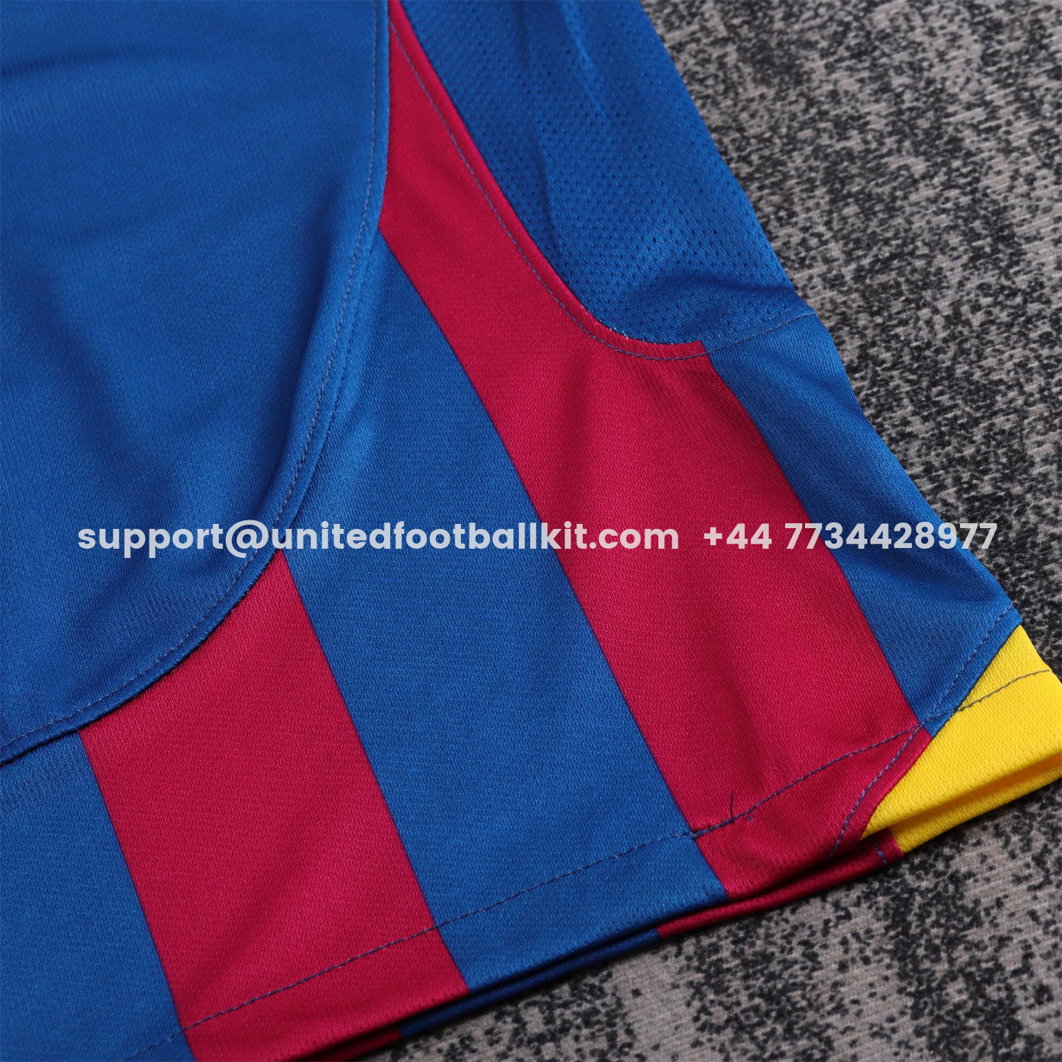 Unitedfootballkit.com | Retro Barcelona 2005-06 Home Stadium Kids Kit - Champions League Version -Customize Name, Number and Patch | Worldwide Shipping