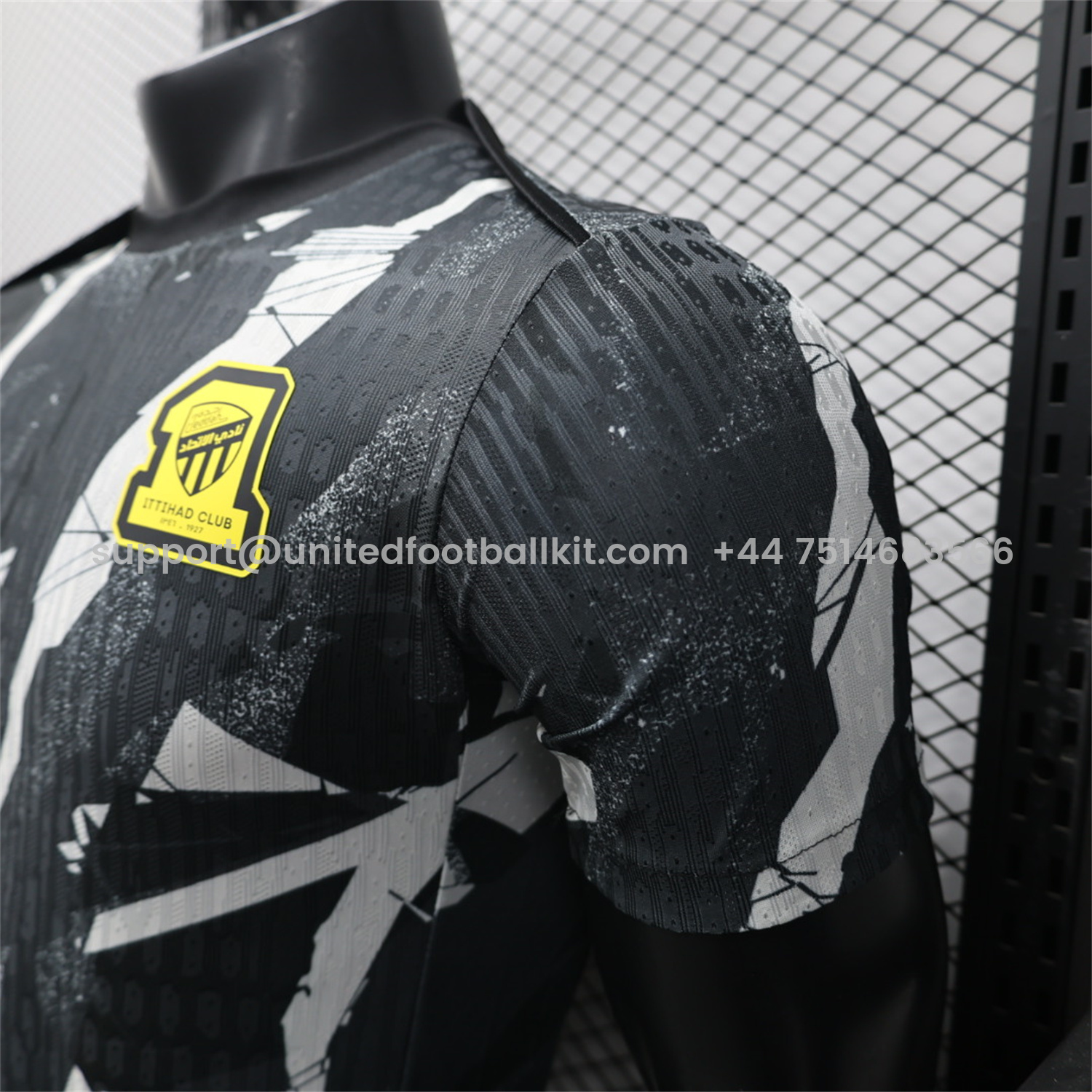 Unitedfootballkit.com | Al Ittihad Jeddah United 25-26 Black Pre-Match Jersey - Player Version -Customize Name, Number and Patch | Worldwide Shipping
