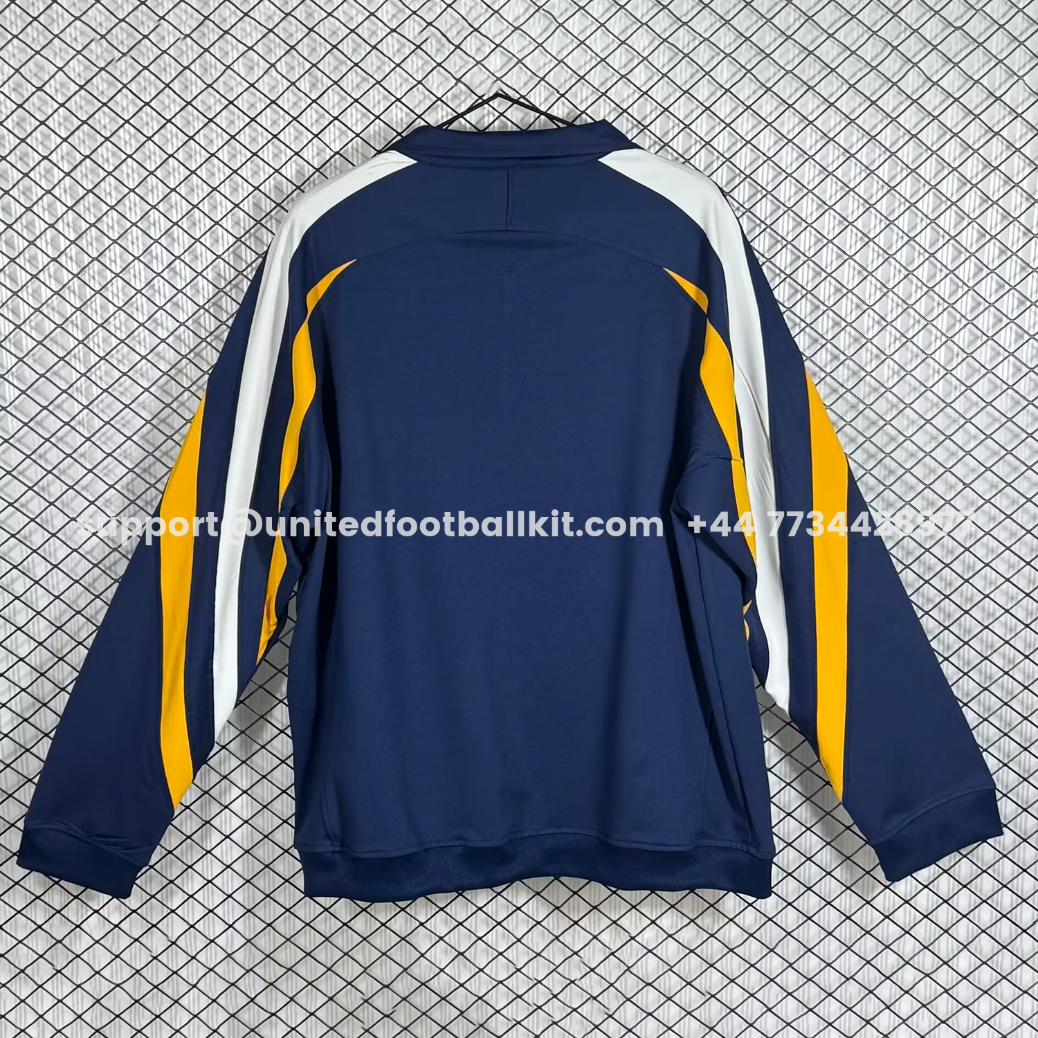 Unitedfootballkit.com | Real Madrid 25-26 Windbreaker Jacket - Blue And Yellow -Customize Name, Number and Patch | Worldwide Shipping