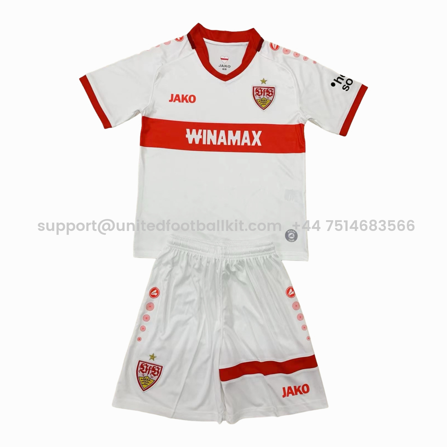 Unitedfootballkit.com | VfB Stuttgart 24-25 Home Kids Kit -Customize Name, Number and Patch | Worldwide Shipping