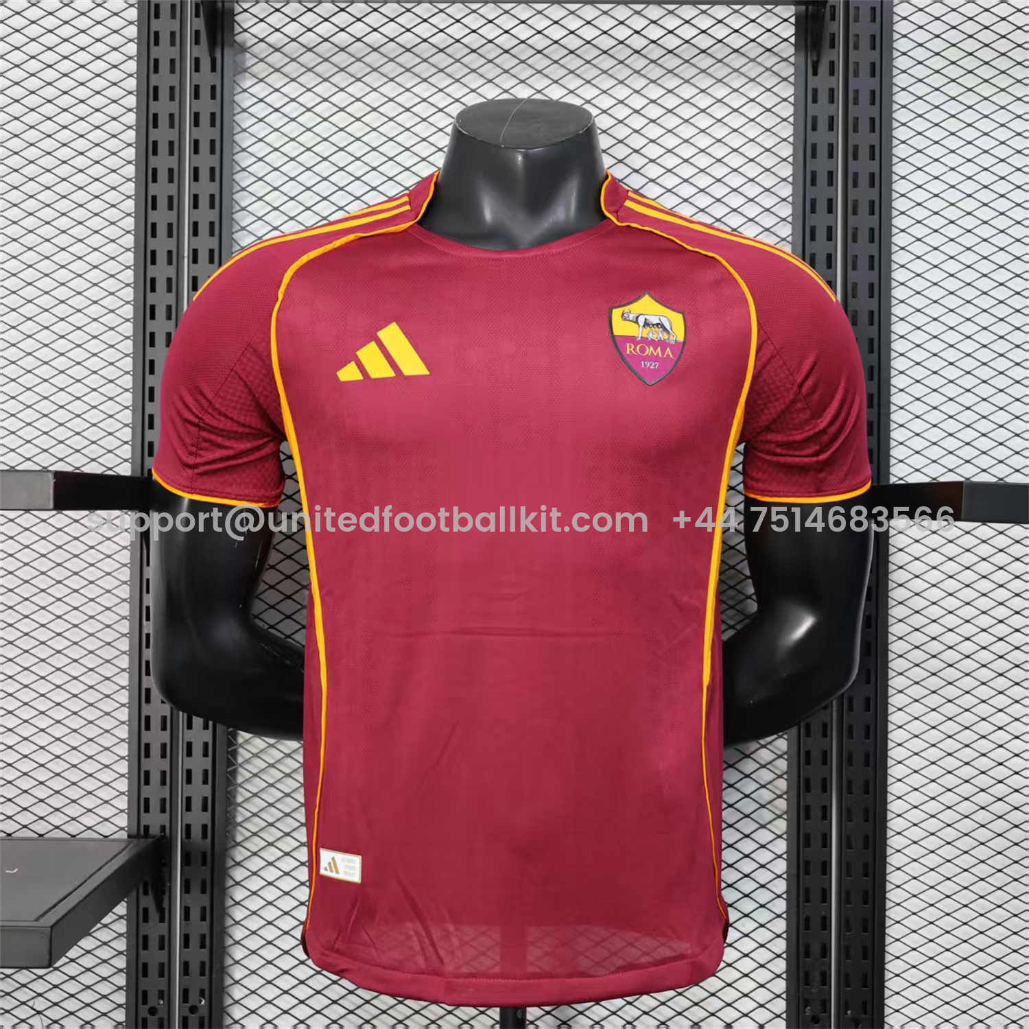 Unitedfootballkit.com | AS Roma 25-26 Home Unsponsored Jersey - Player Version -Customize Name, Number and Patch | Worldwide Shipping