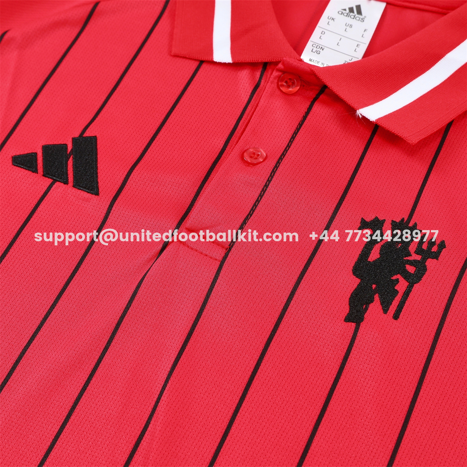 Unitedfootballkit.com | Manchester United 25-26 POLO Short-Sleeve Training Set - Red Top and Black Pants -Customize Name, Number and Patch | Worldwide Shipping