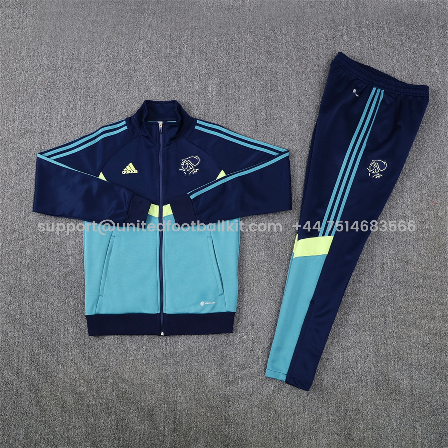 Unitedfootballkit.com | Ajax 24-25 Jacket Training Tracksuit - Royal Bule Jackets & Pants -Customize Name, Number and Patch | Worldwide Shipping