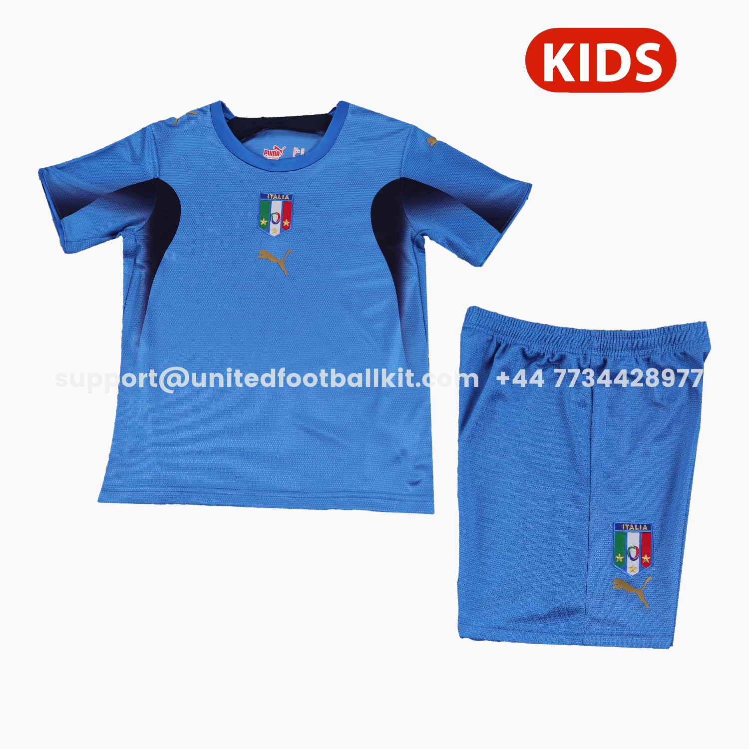 Unitedfootballkit.com | Retro Italy 2006 Home Kids Kit -Customize Name, Number and Patch | Worldwide Shipping