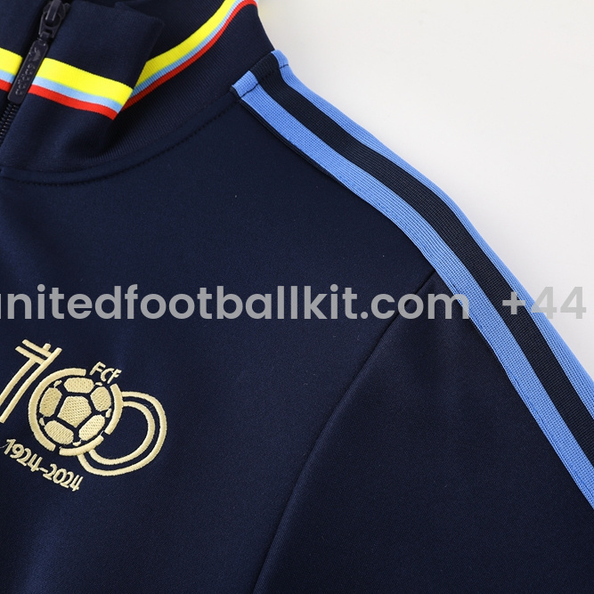 Unitedfootballkit.com | Colombia 2024 100th Anniversary 24-25 Jacket Training Tracksuit - Deep Blue -Customize Name, Number and Patch | Worldwide Shipping