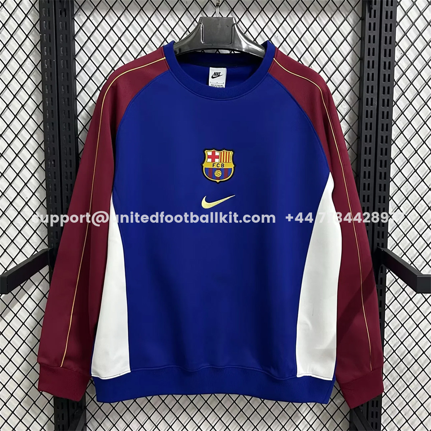 Unitedfootballkit.com | Barcelona 25-26 Blue And Red Unisex Pullover Hoodie -Customize Name, Number and Patch | Worldwide Shipping