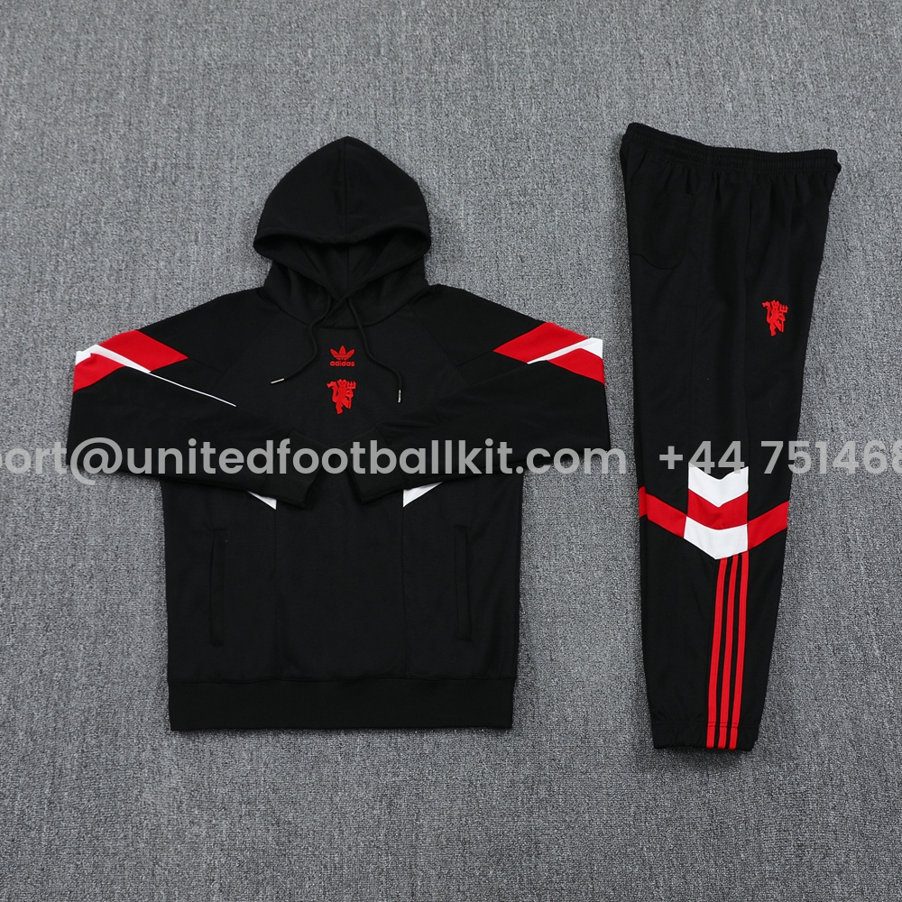 Unitedfootballkit.com | Manchester United 24-25 Originals LFSTLR Training Hoodie Set - Black -Customize Name, Number and Patch | Worldwide Shipping