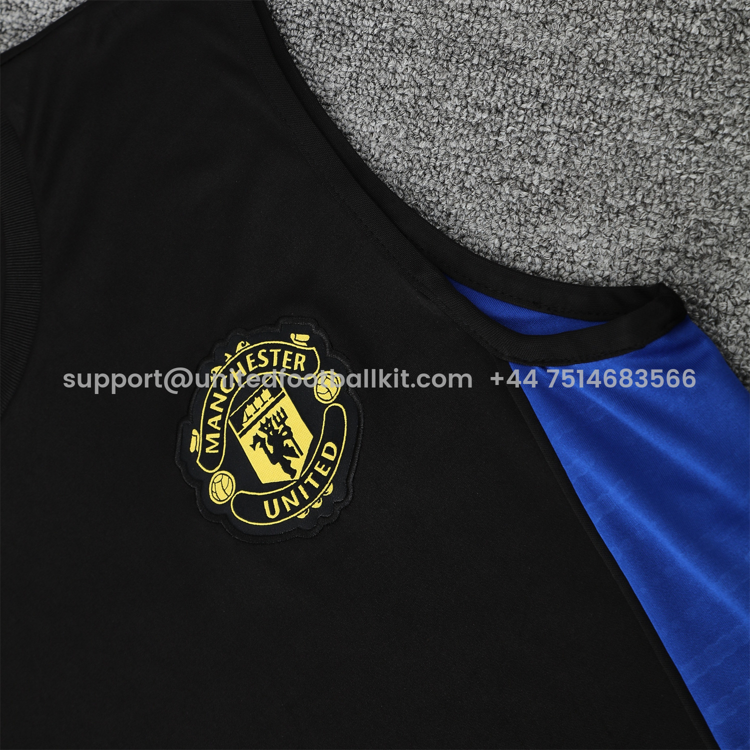 Unitedfootballkit.com | Manchester United 25-26 Vest Training Set - Black And Light Grey Vest & Black Shorts -Customize Name, Number and Patch | Worldwide Shipping