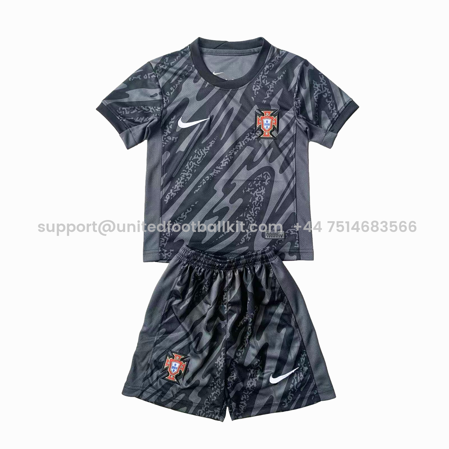 Unitedfootballkit.com | Portugal 2024 Goalkeeper Kids Kit - Black -Customize Name, Number and Patch | Worldwide Shipping