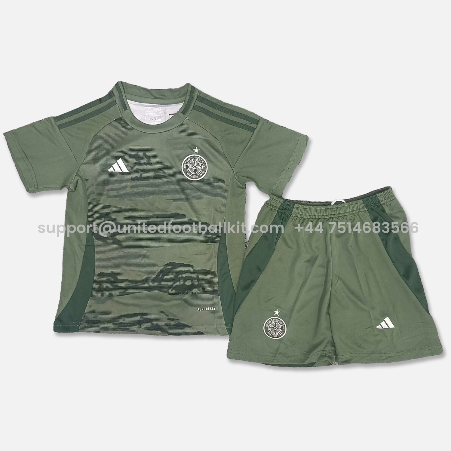 Unitedfootballkit.com | Celtic 24-25 Third Kids Kit -Customize Name, Number and Patch | Worldwide Shipping