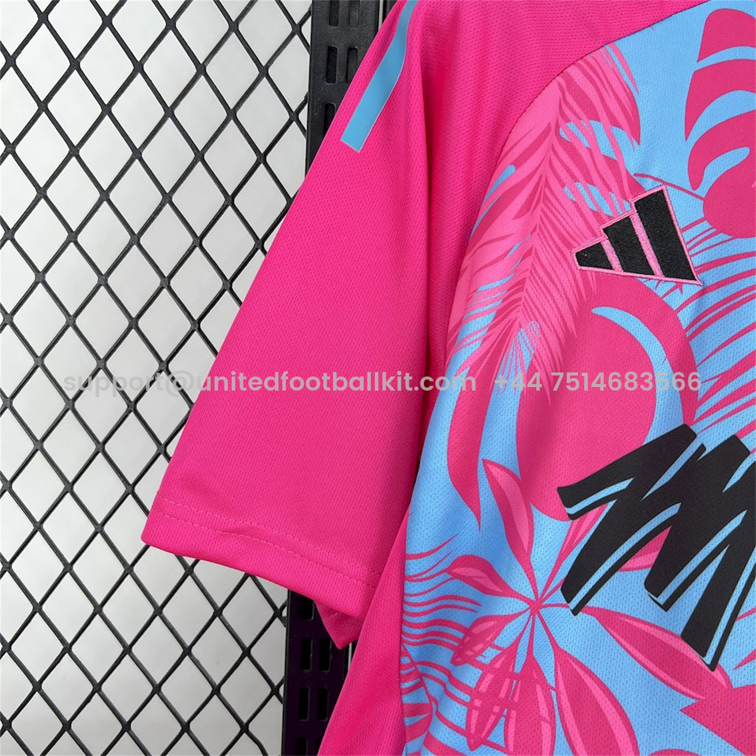 Unitedfootballkit.com | INT M.A.M 25-26 Pink & Blue Coconut Tree Leaves Jersey - Fans Version -Customize Name, Number and Patch | Worldwide Shipping