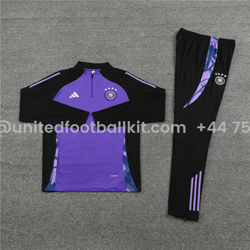 Unitedfootballkit.com | Germany 2024 Long Sleeve Training Set - Purple With Black -Customize Name, Number and Patch | Worldwide Shipping
