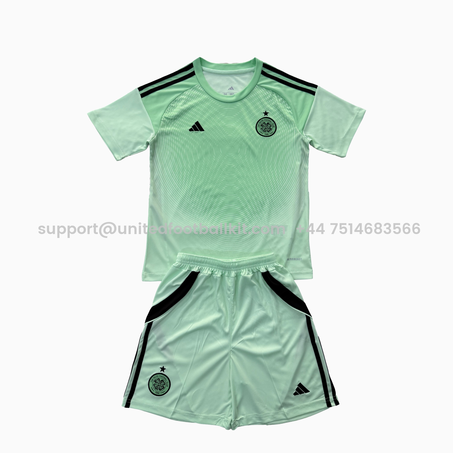 Unitedfootballkit.com | Celtic 25-26 Green Goalkeeper Kids Kit -Customize Name, Number and Patch | Worldwide Shipping