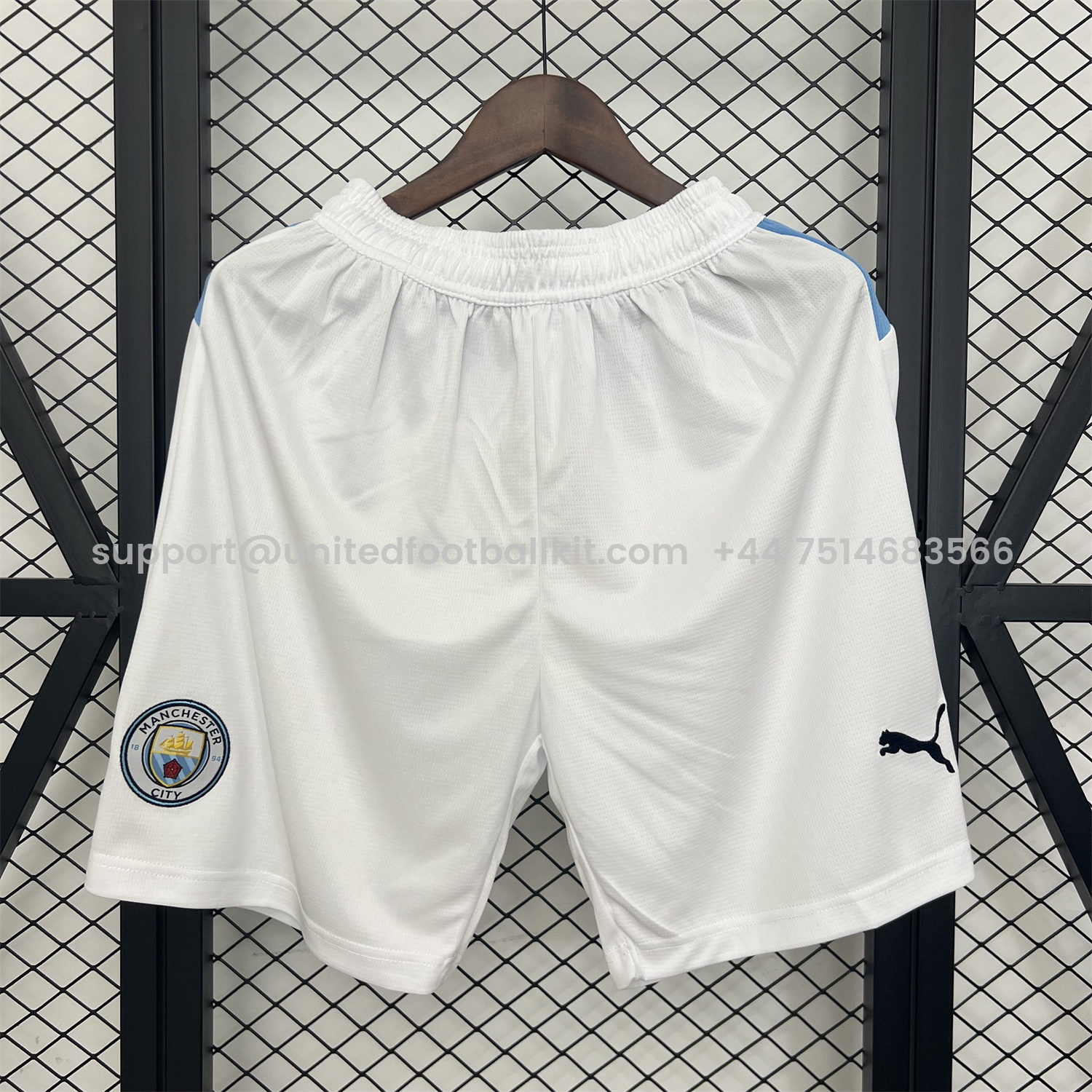 Unitedfootballkit.com | Manchester City 25-26 Home White Shorts - Fans Version -Customize Name, Number and Patch | Worldwide Shipping