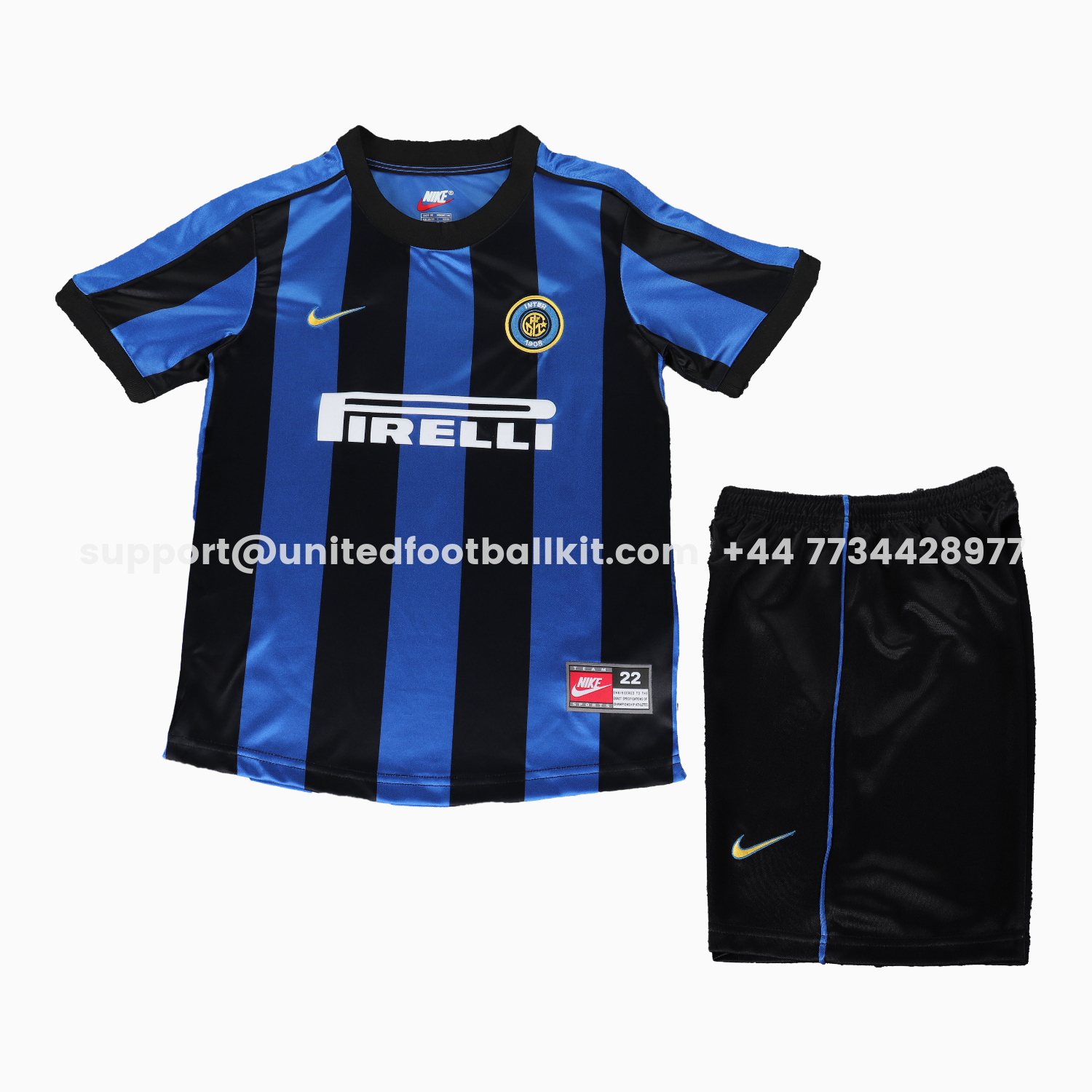 Unitedfootballkit.com | Retro Inter Milan 1999-00 Home Kids Kit -Customize Name, Number and Patch | Worldwide Shipping