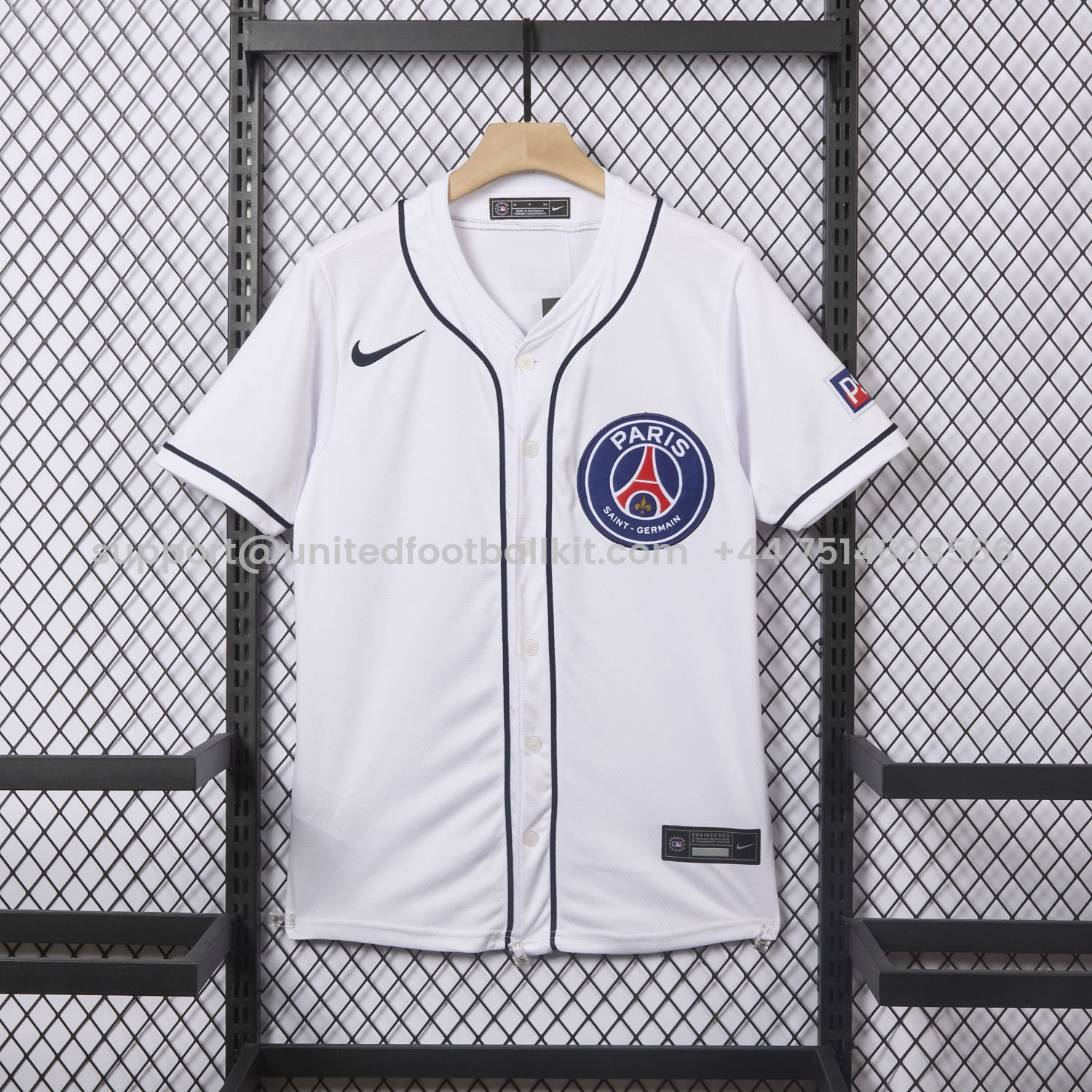 Unitedfootballkit.com | Paris Saint-Germain PSG 25-26 White Limited Baseball Jersey -Customize Name, Number and Patch | Worldwide Shipping
